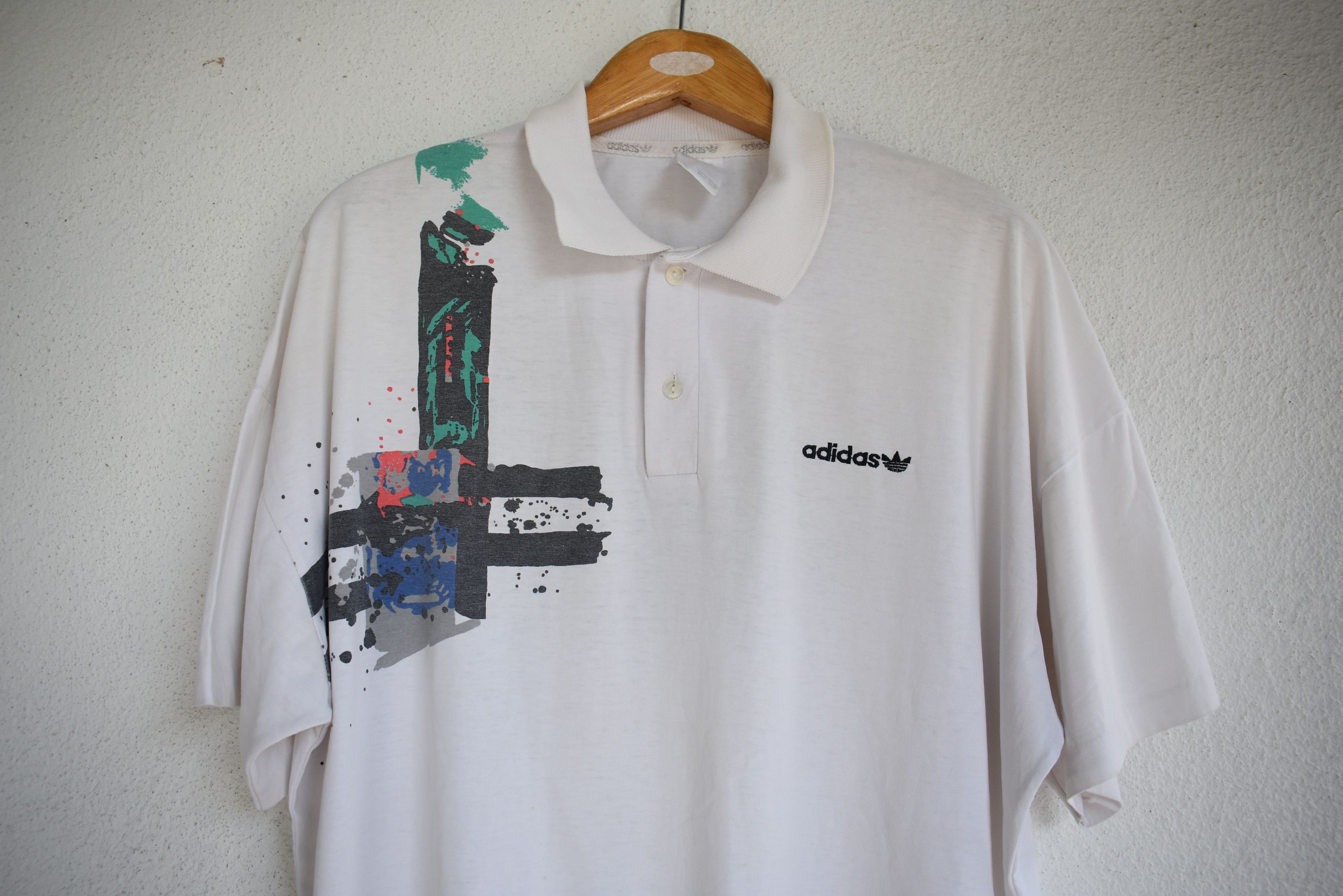 Adidas × Vintage Vintage Adidas Polo Shirt Striped 90s Retro Tee Size US XL / EU 56 / 4 - 2 Thumbnail