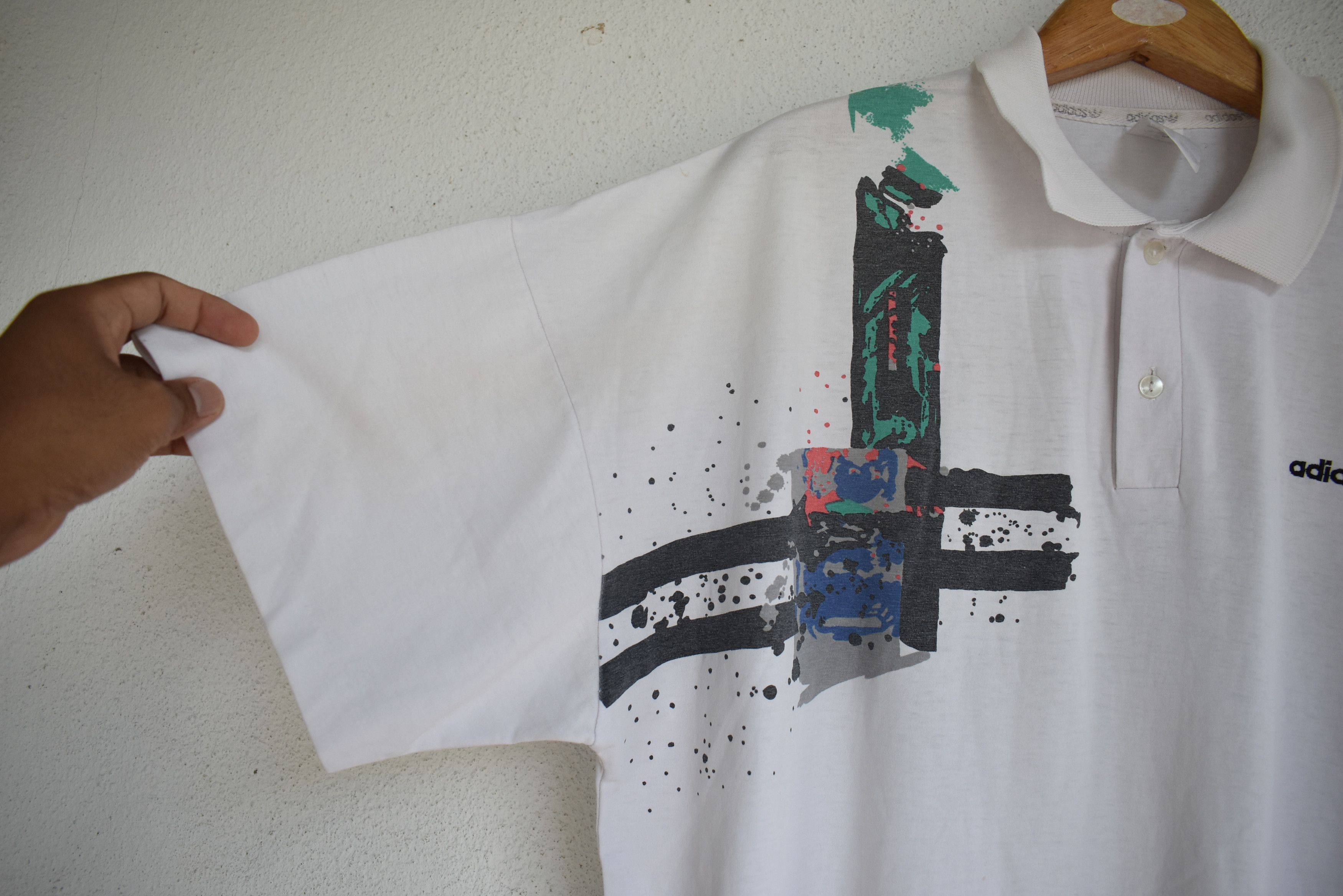 Adidas × Vintage Vintage Adidas Polo Shirt Striped 90s Retro Tee Size US XL / EU 56 / 4 - 4 Thumbnail