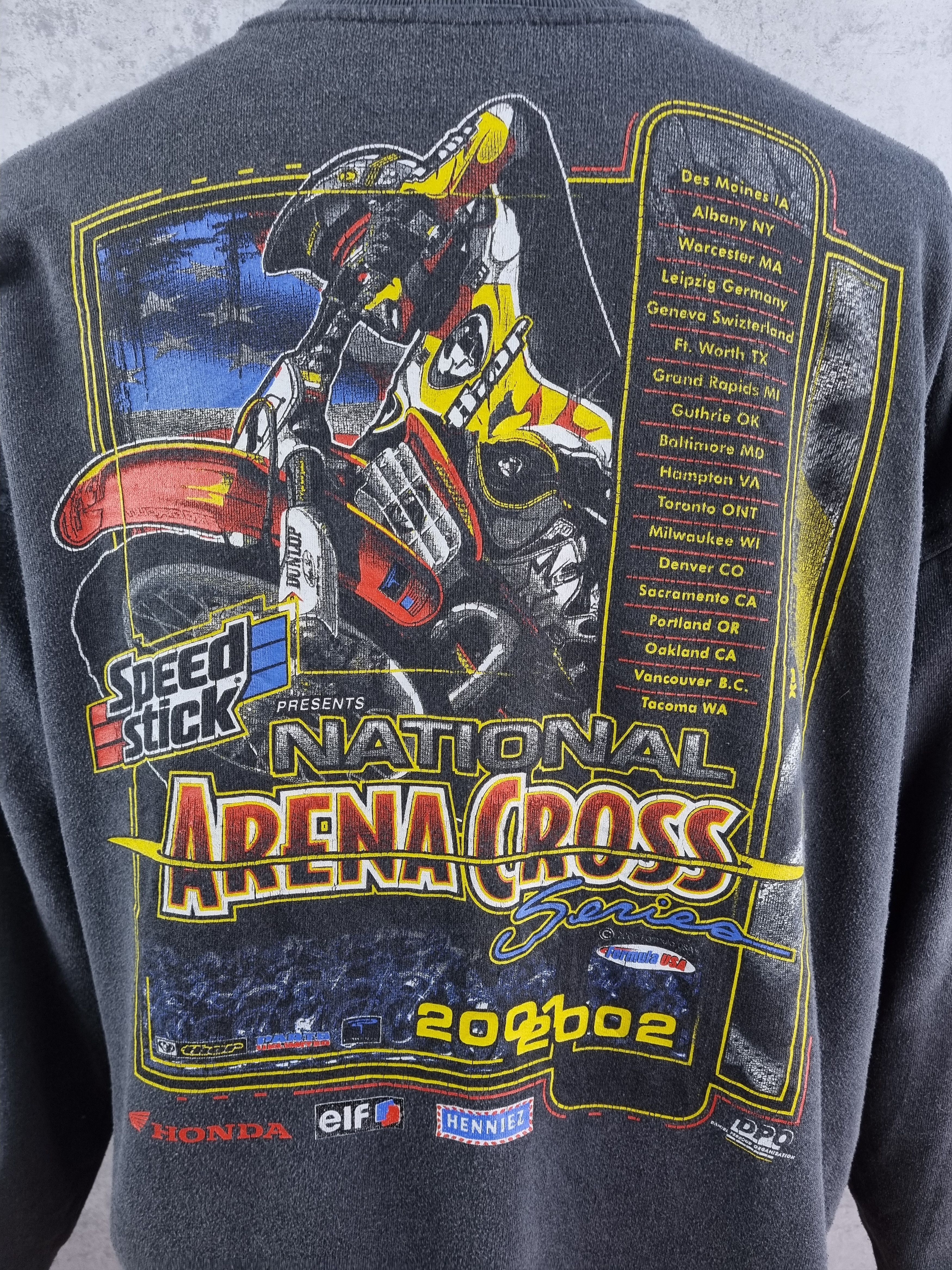 Vintage 2001 National Arena Cross Thrashed Faded Moto sweatshirt Size US XL / EU 56 / 4 - 7 Thumbnail
