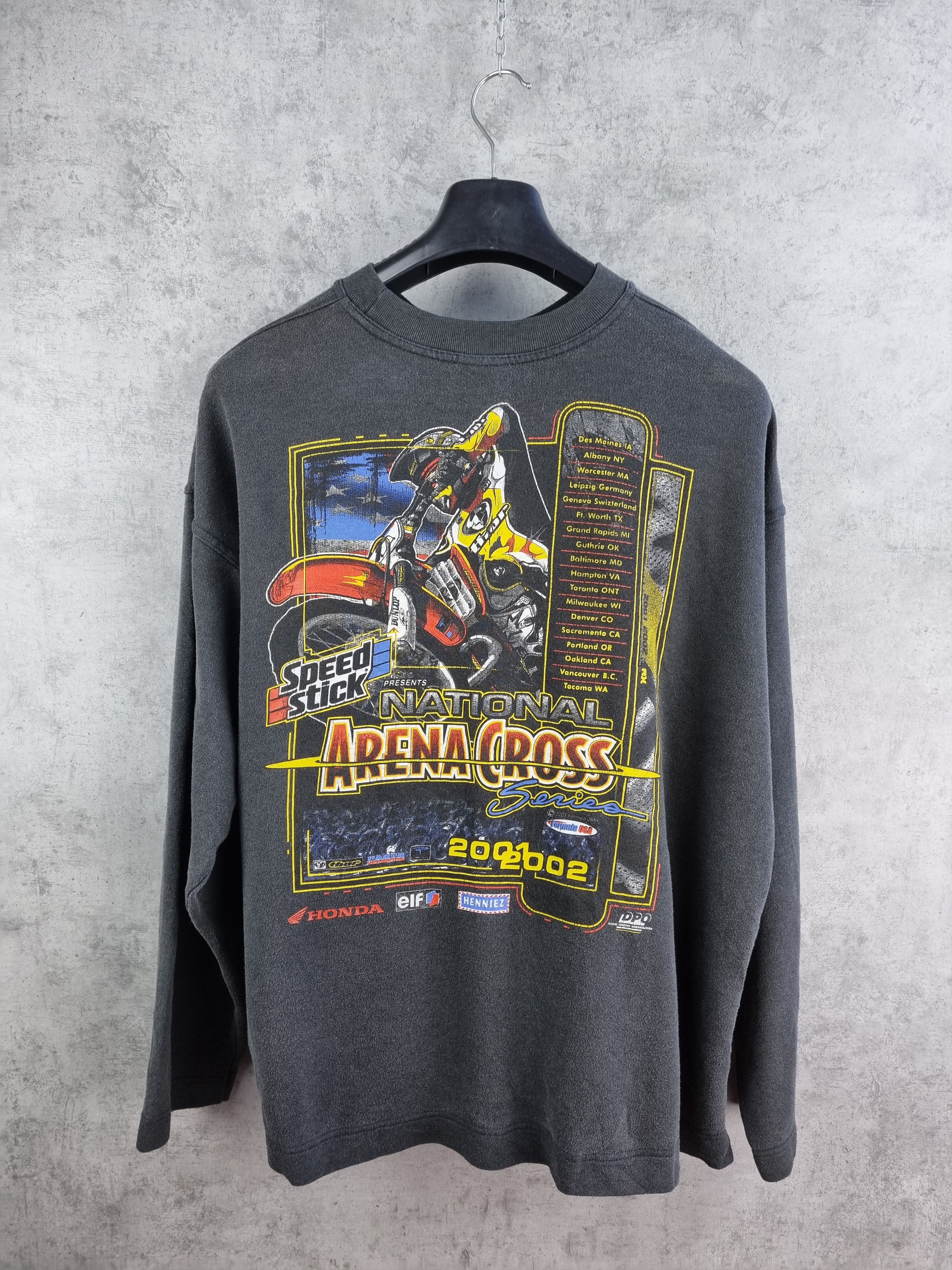 2001 National Arena Cross Thrashed Faded Moto sweatshirt
