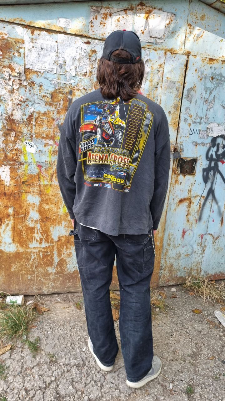 Vintage 2001 National Arena Cross Thrashed Faded Moto sweatshirt Size US XL / EU 56 / 4 - 2 Thumbnail