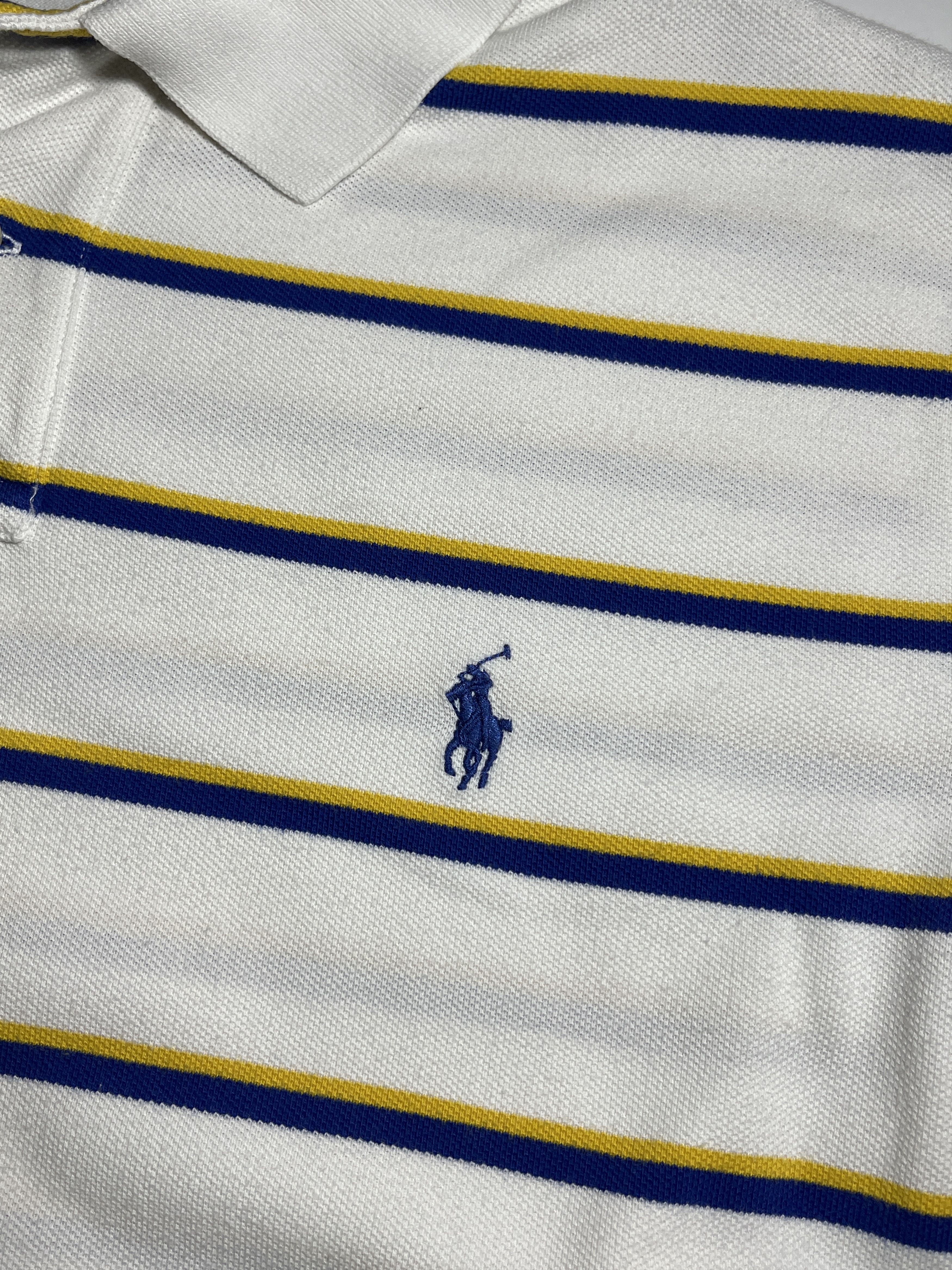 Polo Ralph Lauren × Vintage Vintage Polo Ralph Lauren White Striped Polo Shirt Size L Size US L / EU 52-54 / 3 - 6 Thumbnail