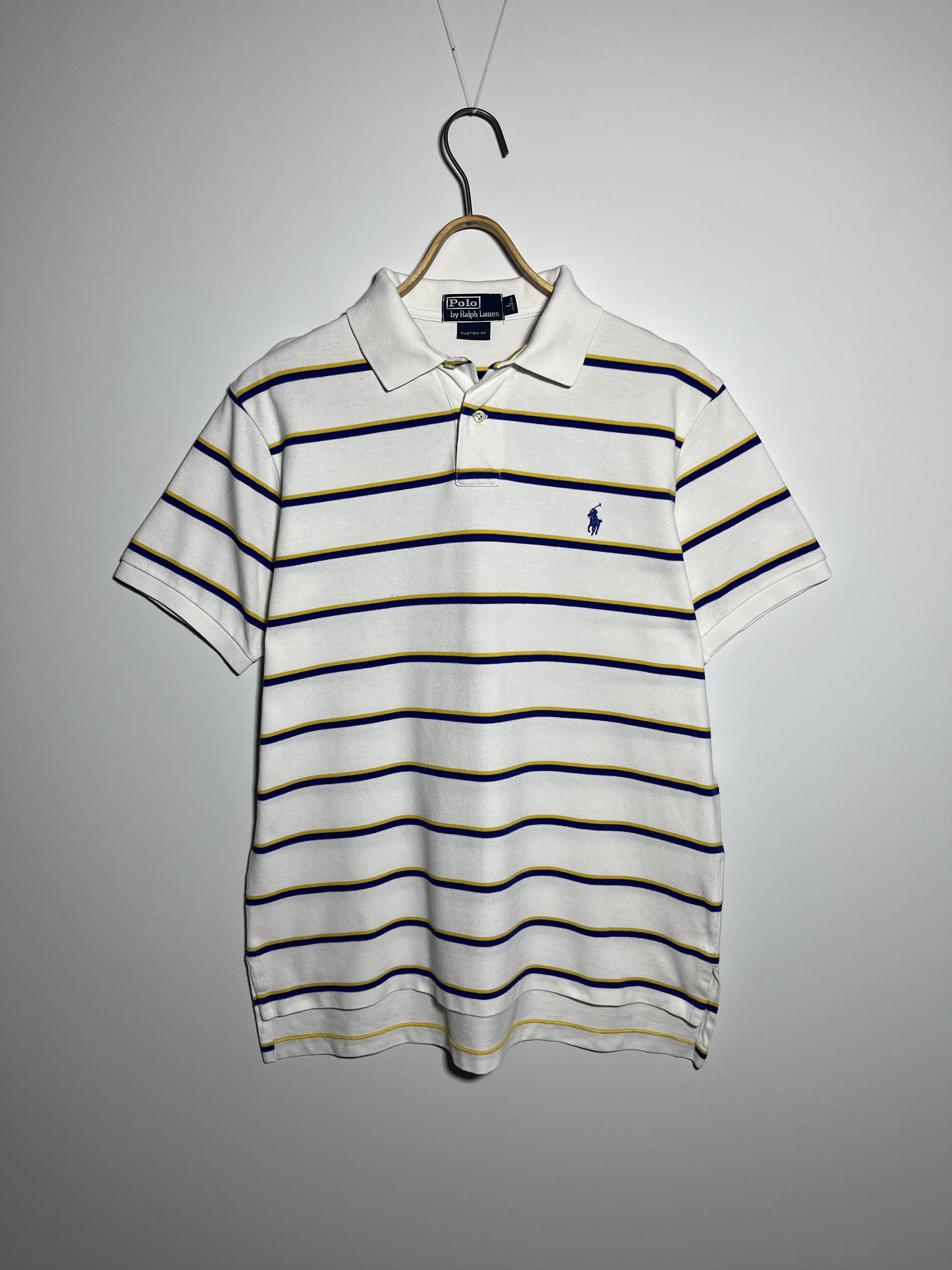 Polo Ralph Lauren × Vintage Vintage Polo Ralph Lauren White Striped Polo Shirt Size L Size US L / EU 52-54 / 3 - 1 Thumbnail