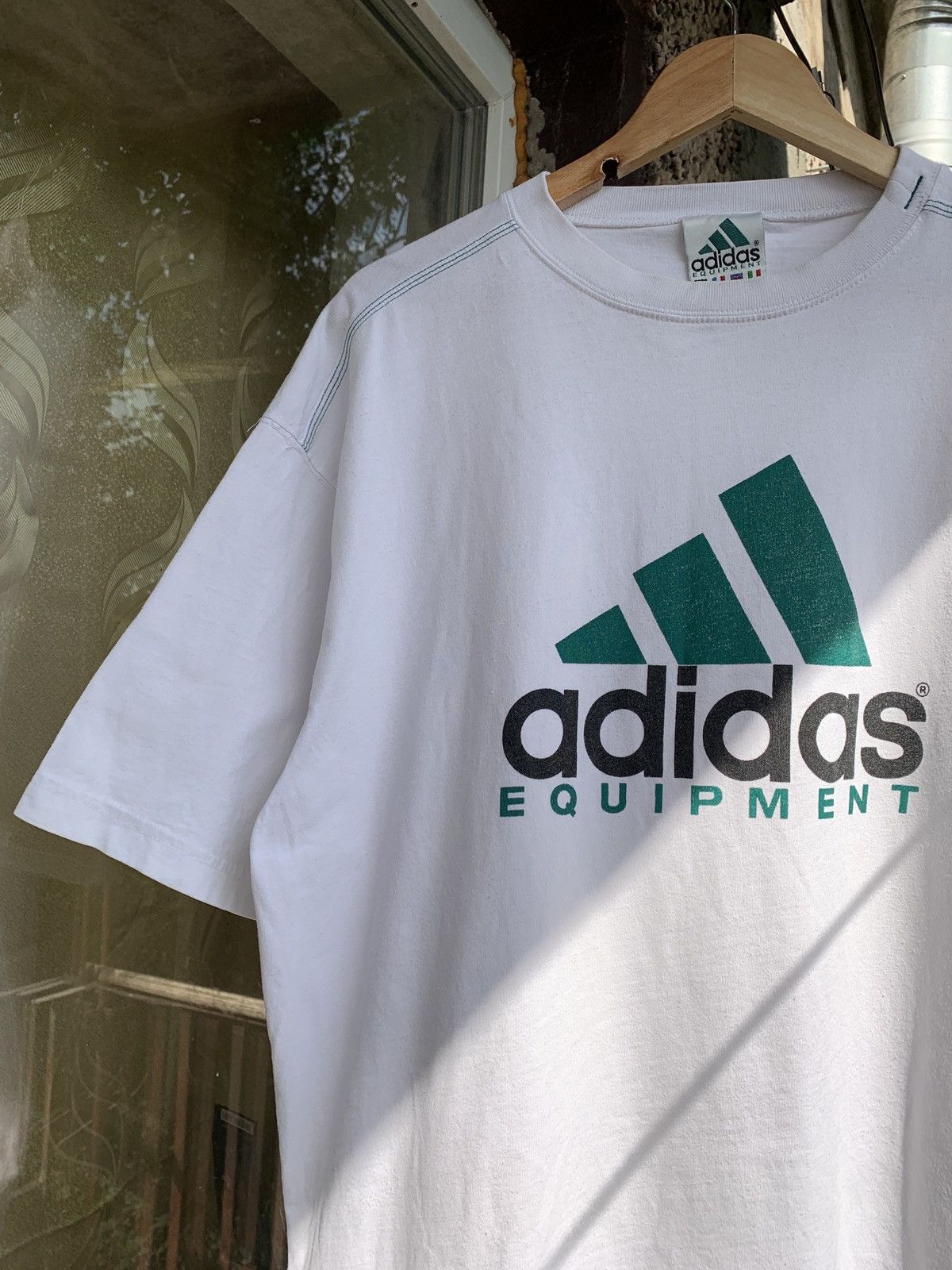 Adidas 90s Vintage Adidas Equipment White/Green T-Shirt Size US XL / EU 56 / 4 - 2 Thumbnail