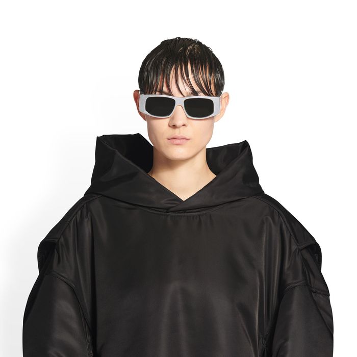 Balenciaga LED SUNGLASSES IN SILVER NYLON WITH SILVER MIRRORED LENSES