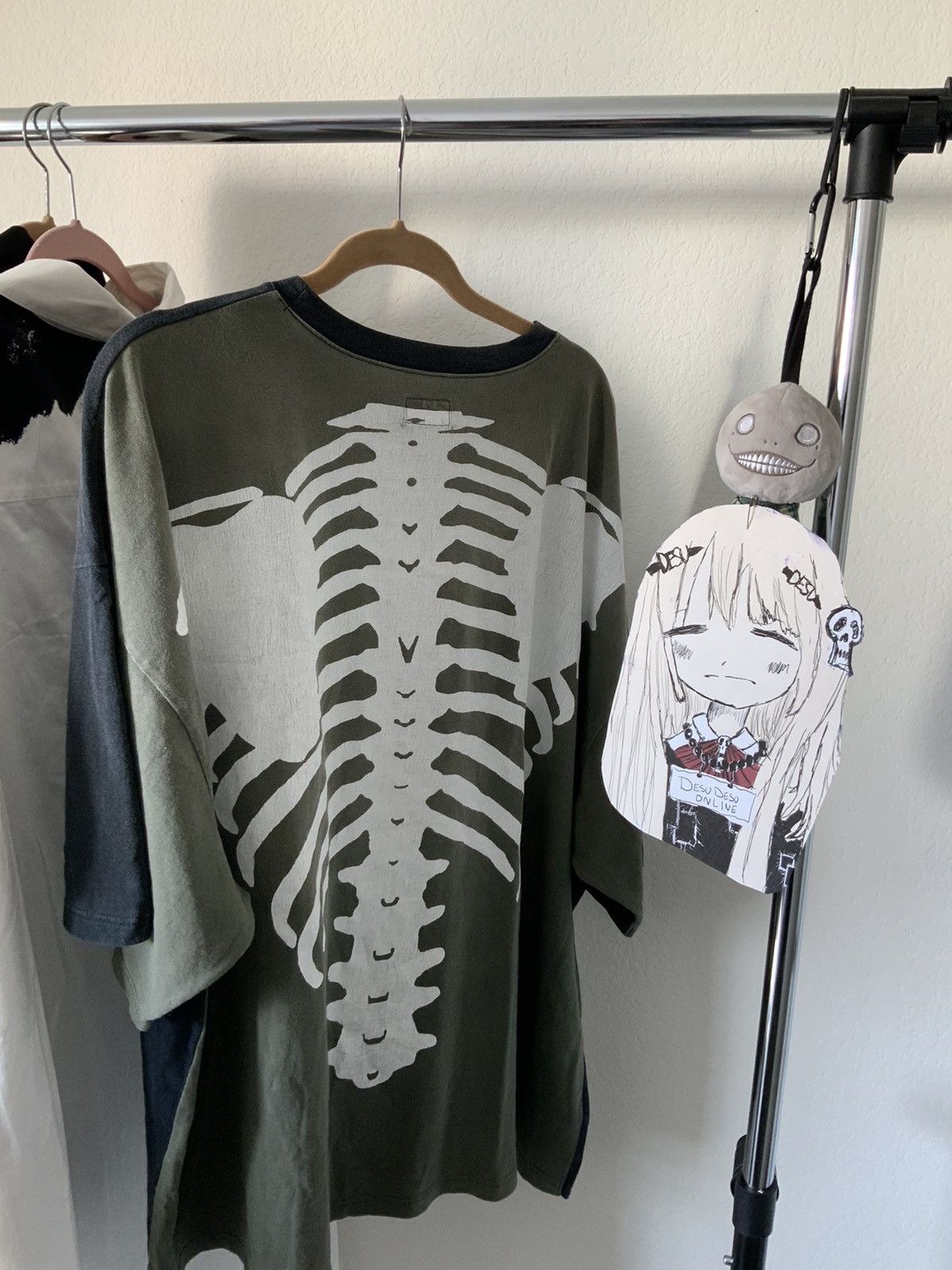 Kapital Kapital Olive and Black Bone two sided tee | Grailed