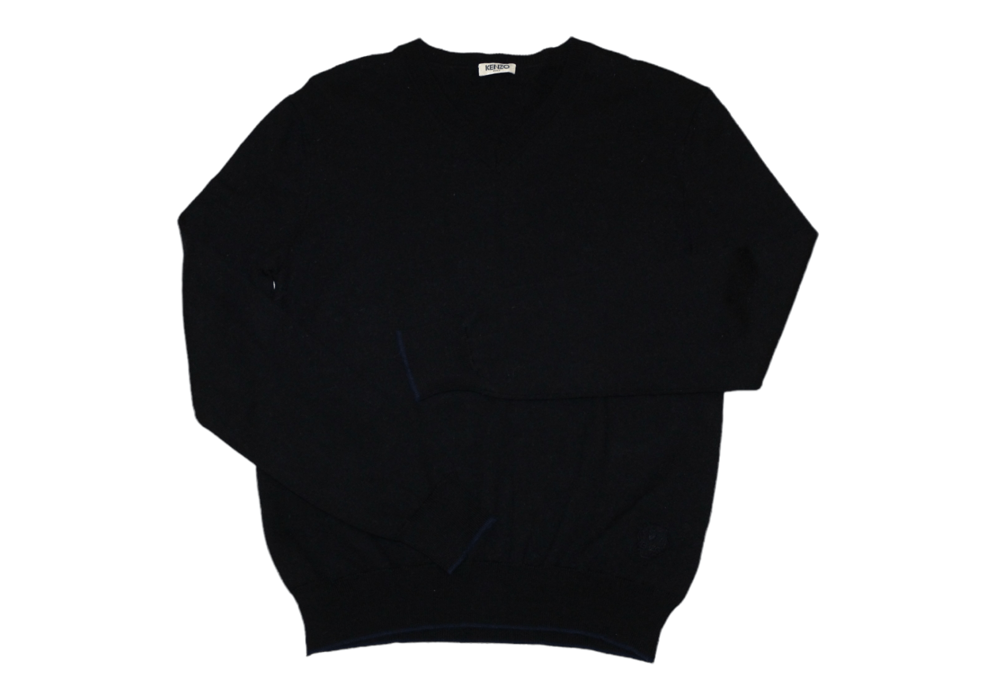 Kenzo Logo Embroidery V-neck Wool Jumper