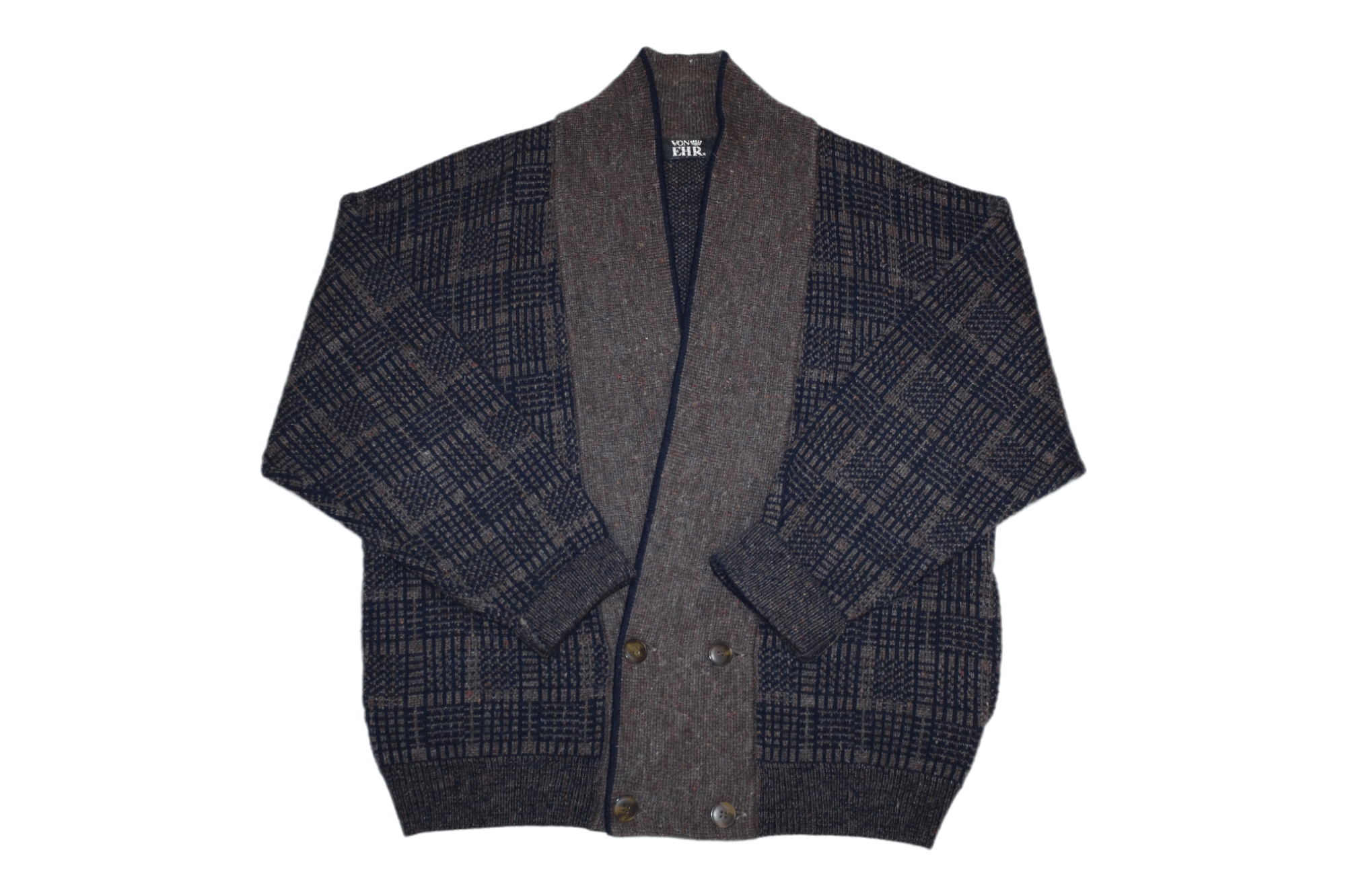 Homespun Knitwear 70s Von Ehr Intarsia Cable Knit Wool Blend Royal Cardigan Size US L / EU 52-54 / 3 - 1 Thumbnail