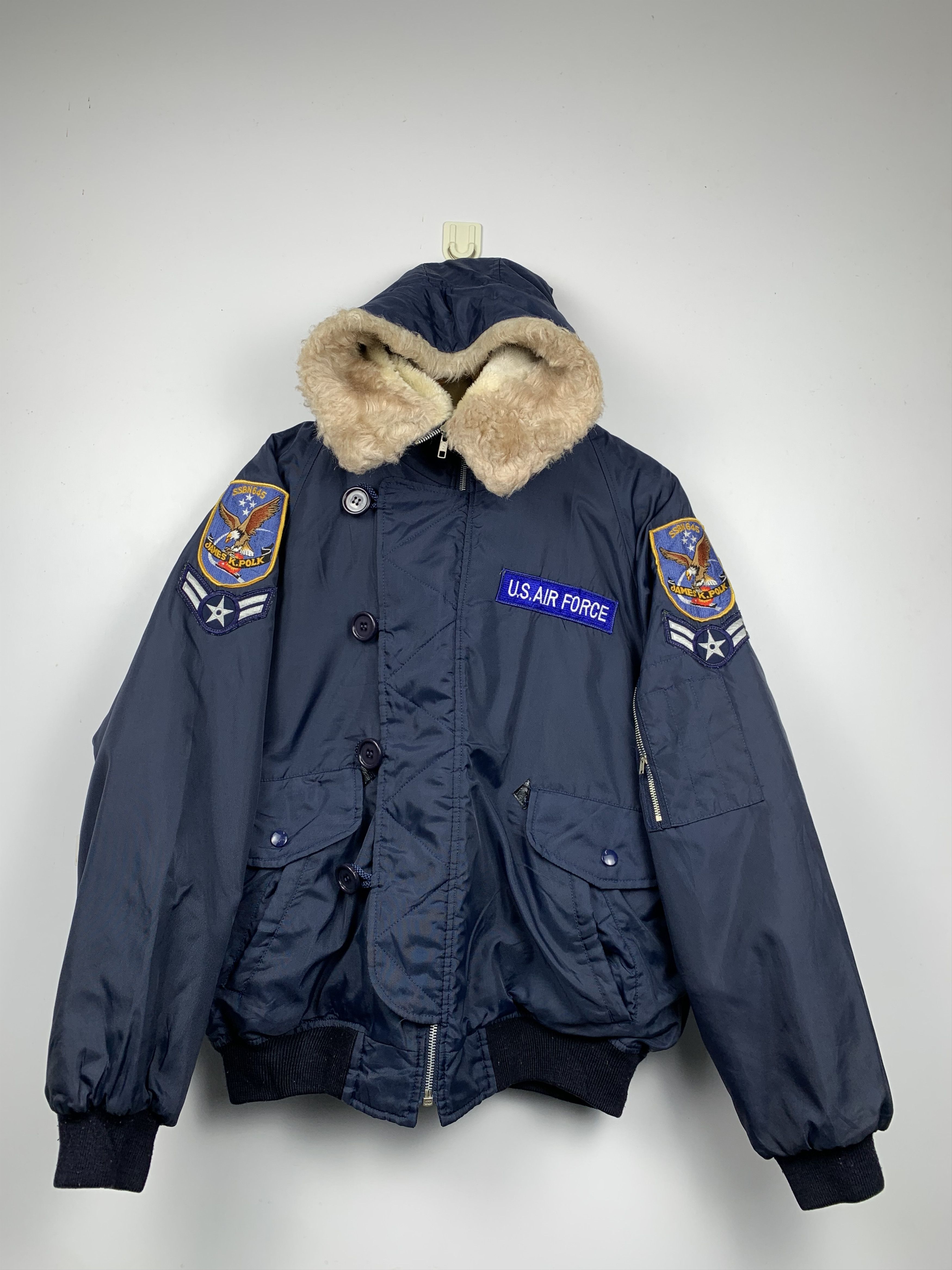 Vintage Vintage 90s Us Air Force Sherpa Hoodie Jacket J1211 Size US M / EU 48-50 / 2 - 1 Thumbnail
