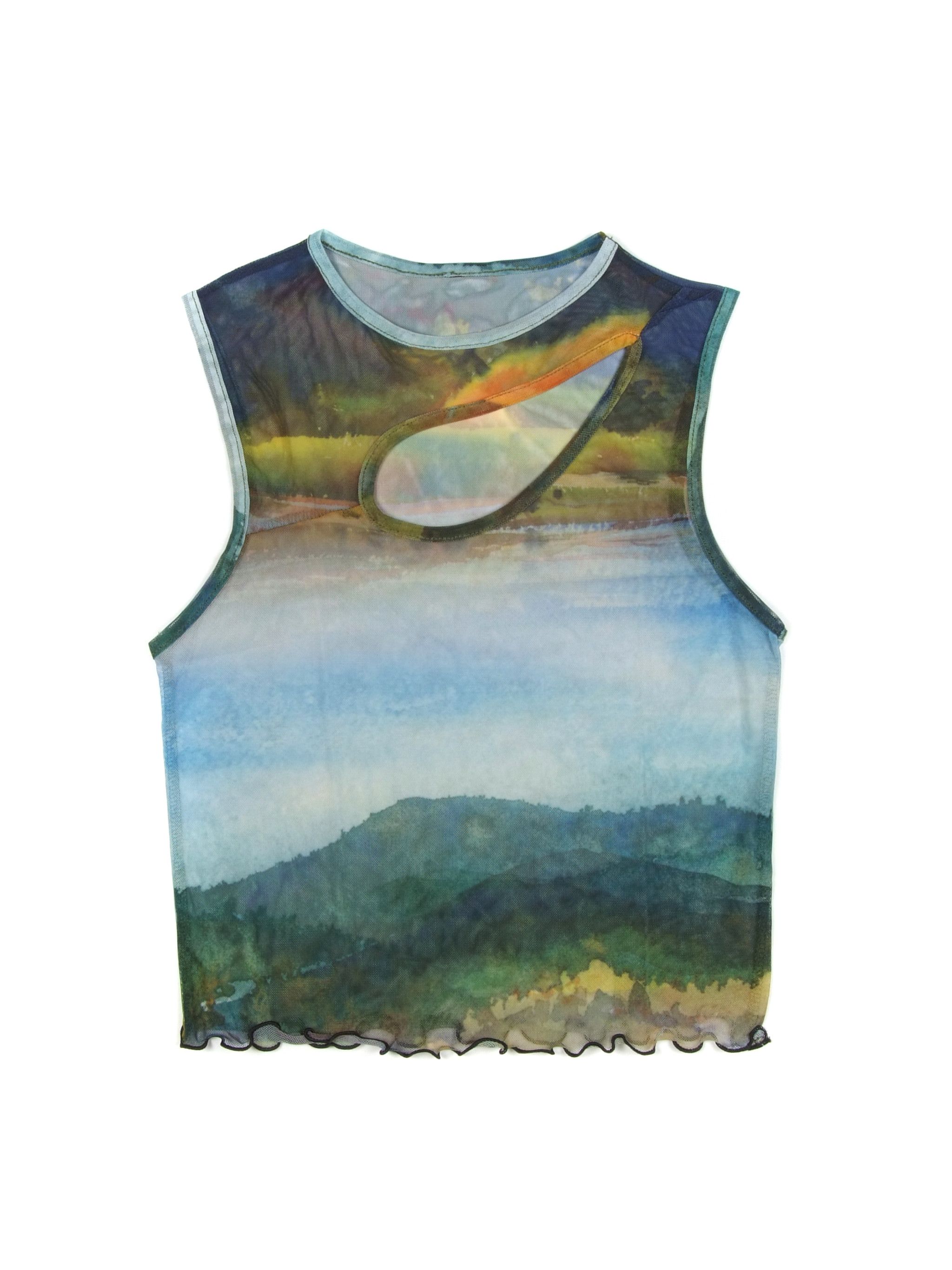 Vintage W's Vintage Mesh Sheer Abstract Tank Top Sleeveless Grailed