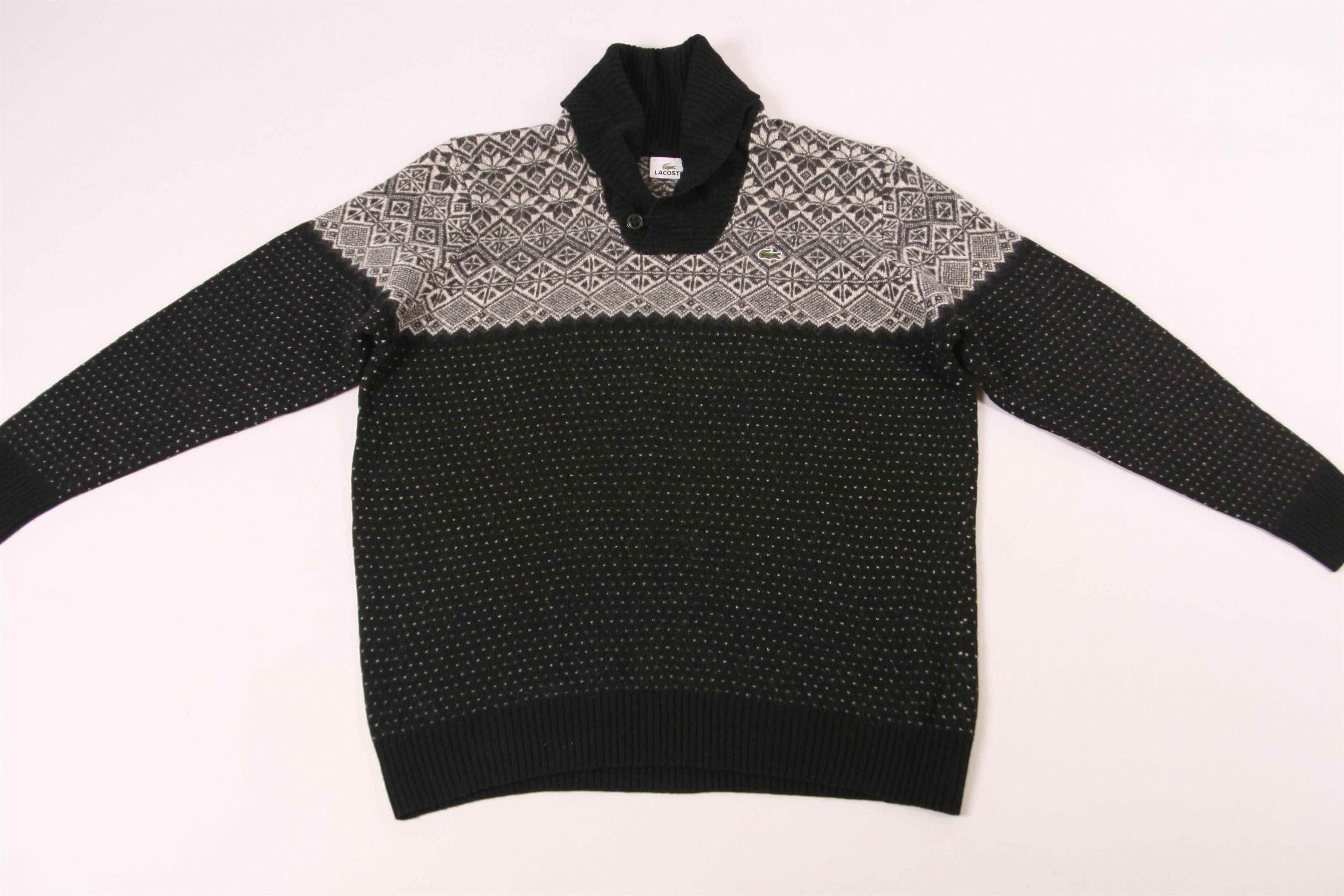 Lacoste Lacoste Ornamental Intarsia Wool Blend Turtleneck Sweater Size US XL / EU 56 / 4 - 2 Thumbnail