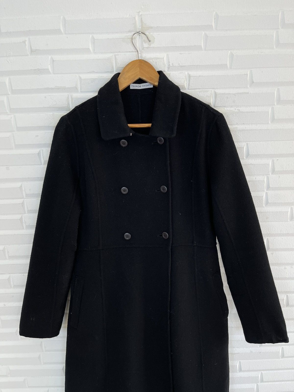 Issey Miyake ♠️Vintage Black Wool Double Breast Long Coat Issey Miyake Size US M / EU 48-50 / 2 - 3 Thumbnail