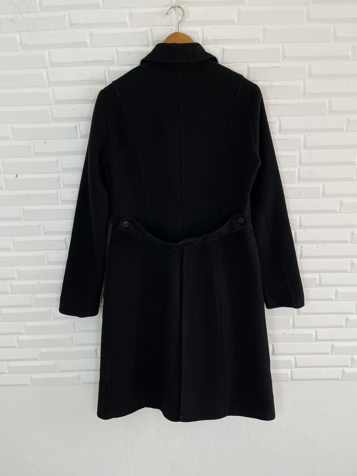 Issey Miyake ♠️Vintage Black Wool Double Breast Long Coat Issey Miyake Size US M / EU 48-50 / 2 - 6 Thumbnail
