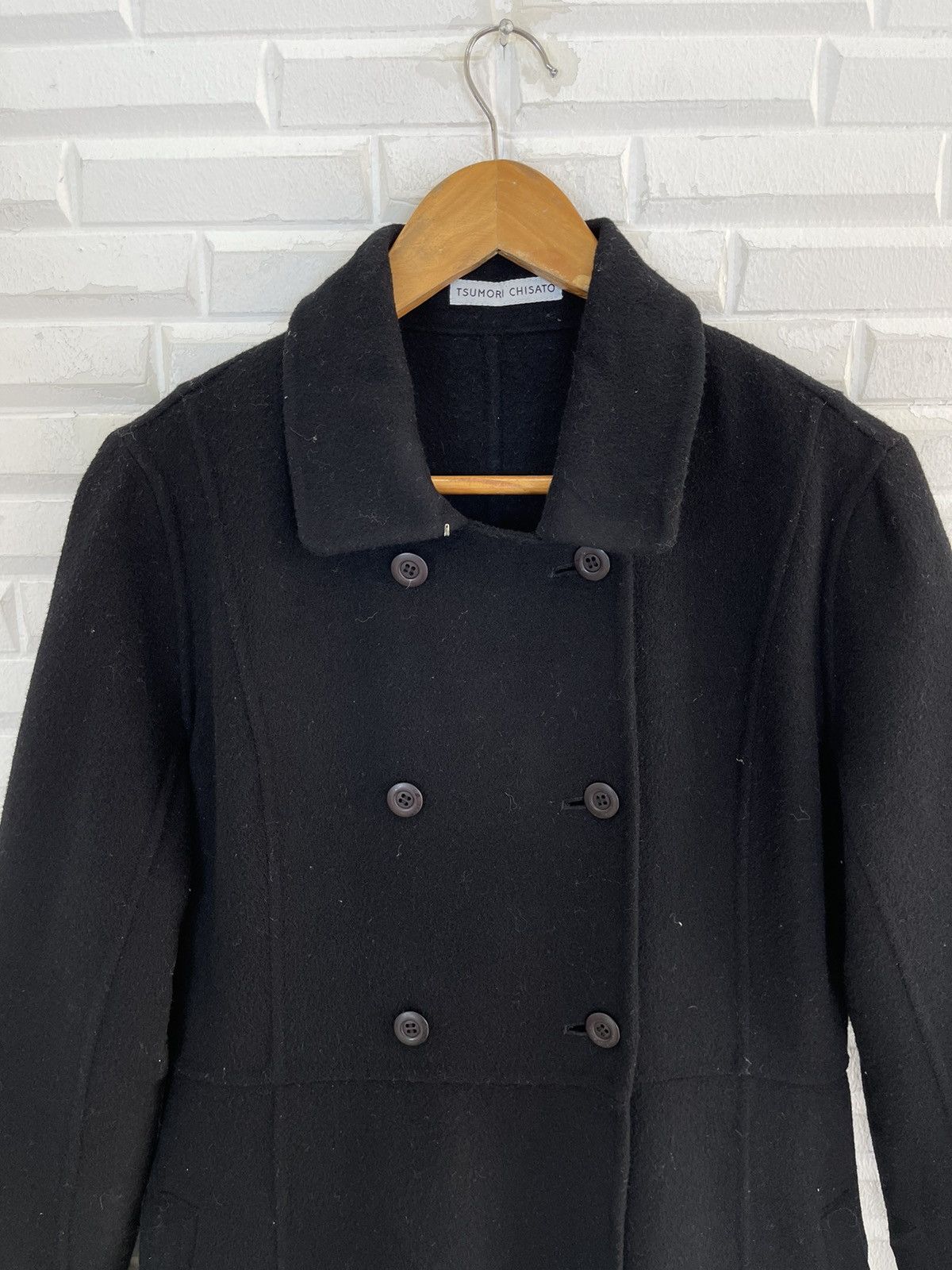 Issey Miyake ♠️Vintage Black Wool Double Breast Long Coat Issey Miyake Size US M / EU 48-50 / 2 - 4 Thumbnail