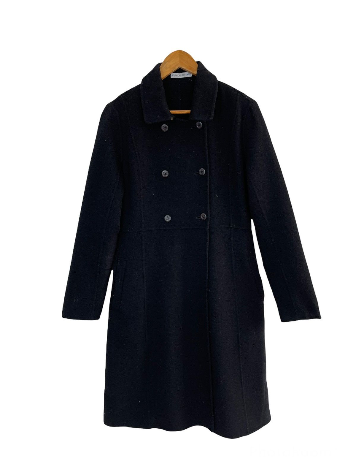 Issey Miyake ♠️Vintage Black Wool Double Breast Long Coat Issey Miyake Size US M / EU 48-50 / 2 - 1 Thumbnail