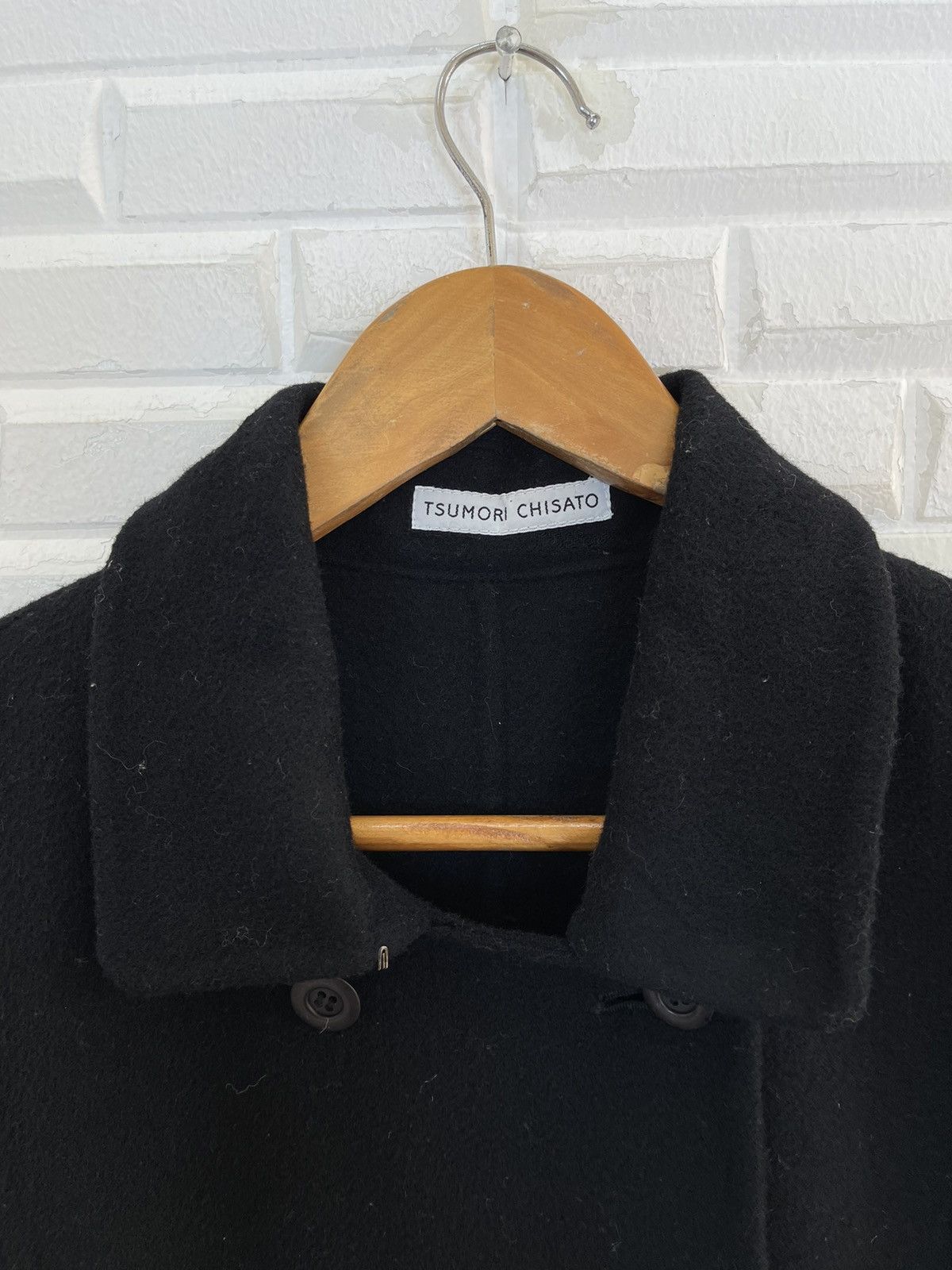 Issey Miyake ♠️Vintage Black Wool Double Breast Long Coat Issey Miyake Size US M / EU 48-50 / 2 - 5 Thumbnail