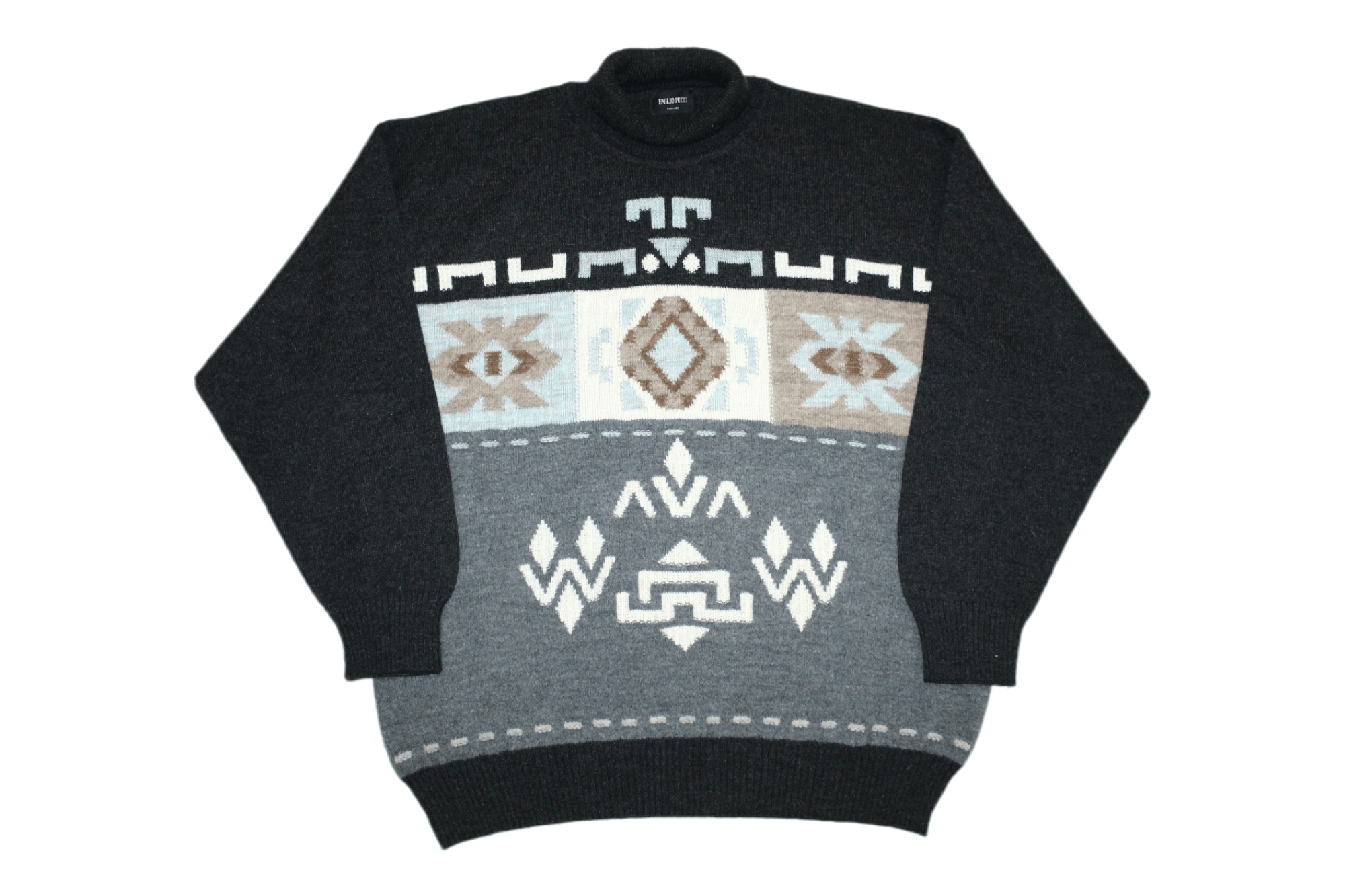 Emilio Pucci Firenze Intarsia Navajo Pattern Rollneck Jumper