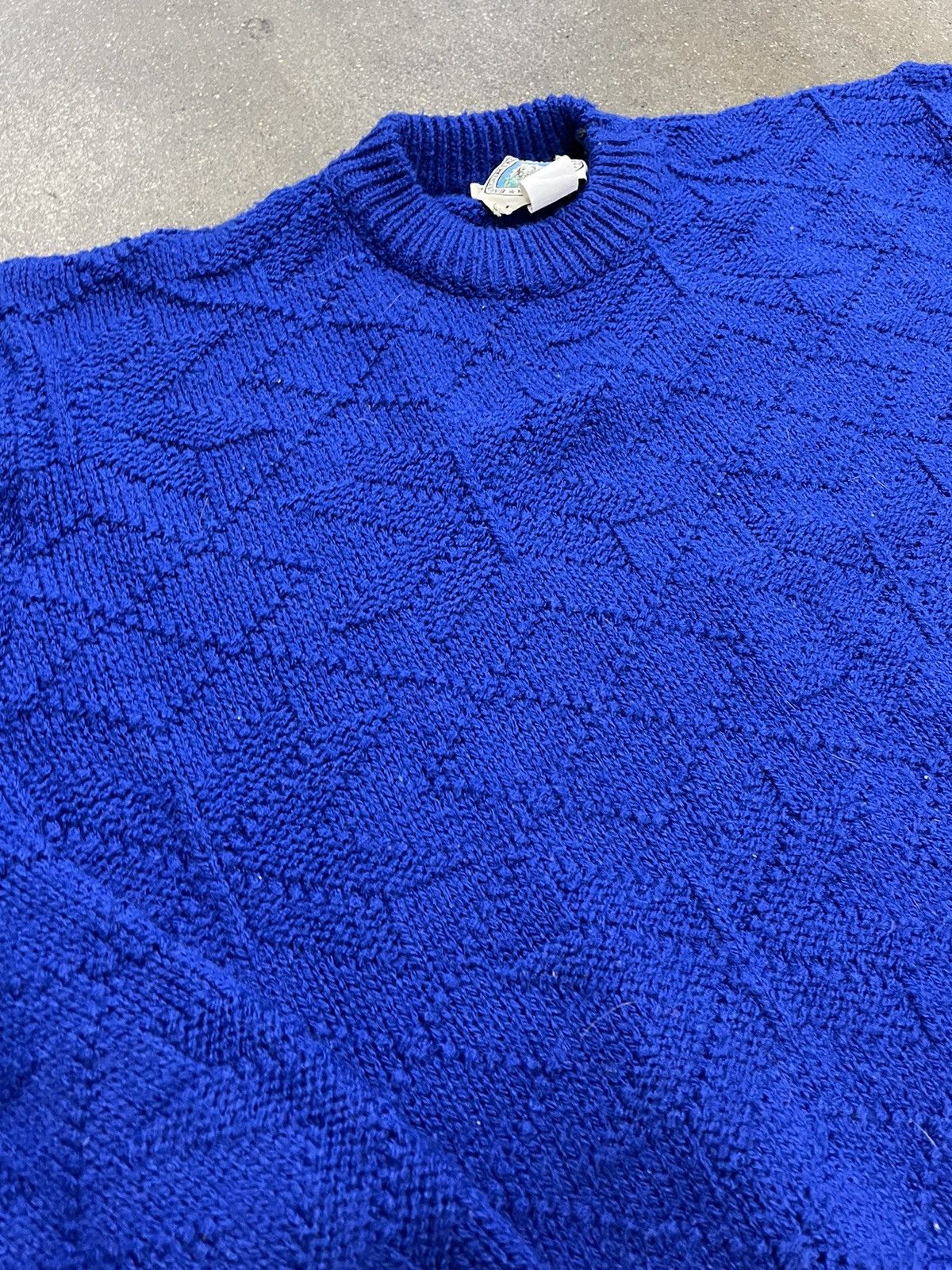 image of Coloured Cable Knit Sweater x Vintage Royal Blue Fisherman Cable Knit Sweater XL Chunky, Men's