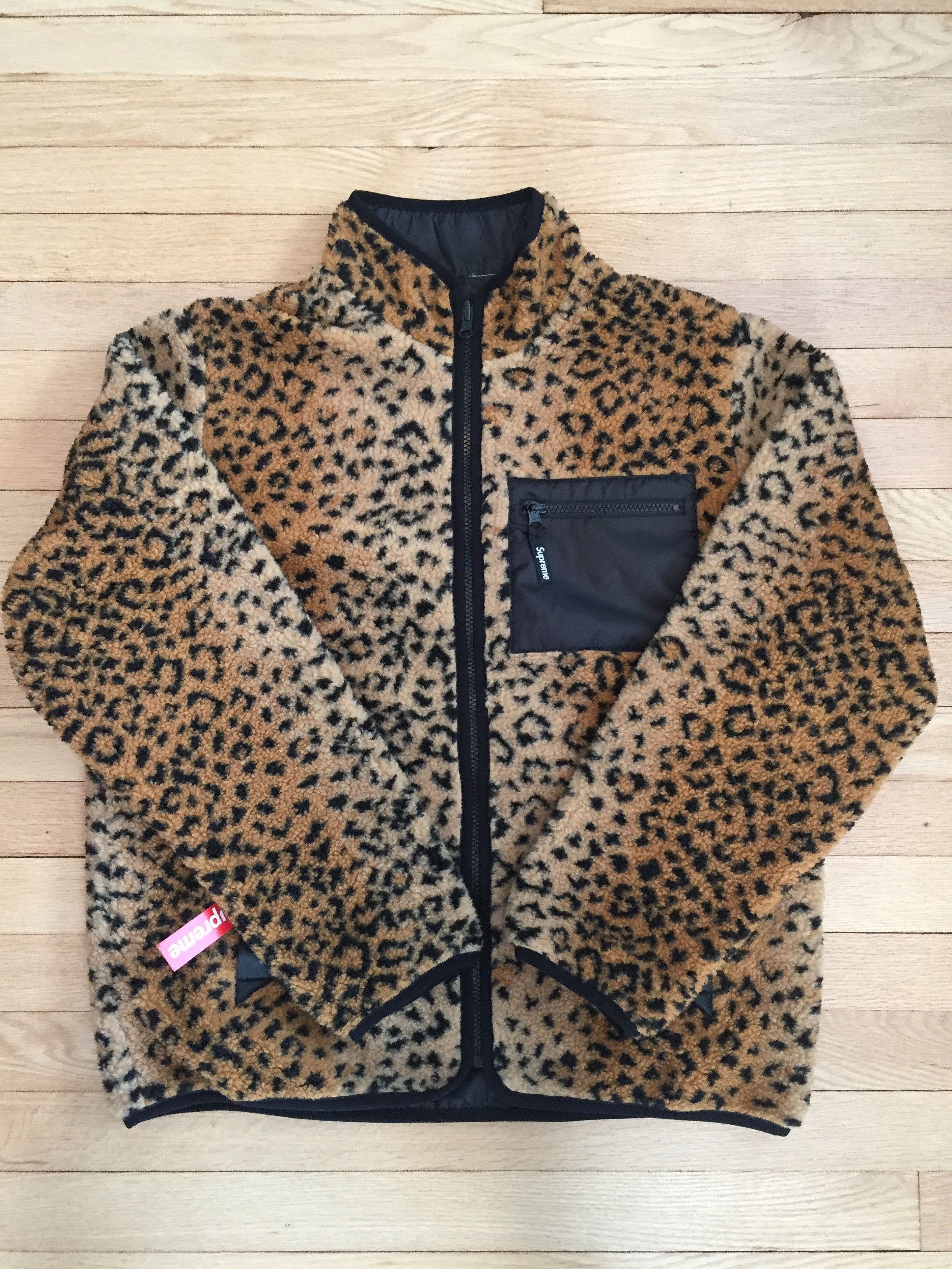 SUPREME leopard fleece jacket