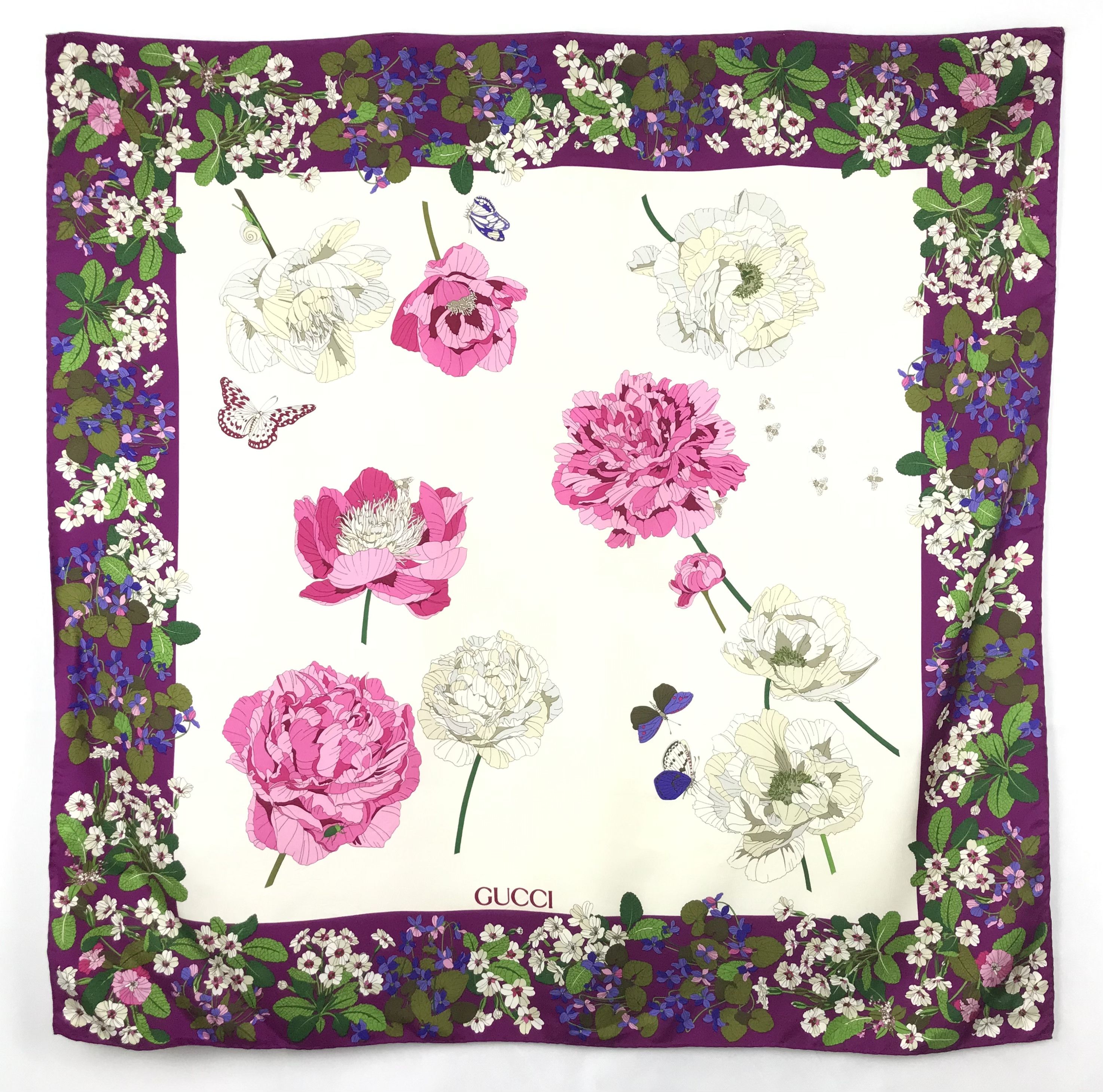 GC804 Gucci Silk Scarf Abstract Flora Flower Design