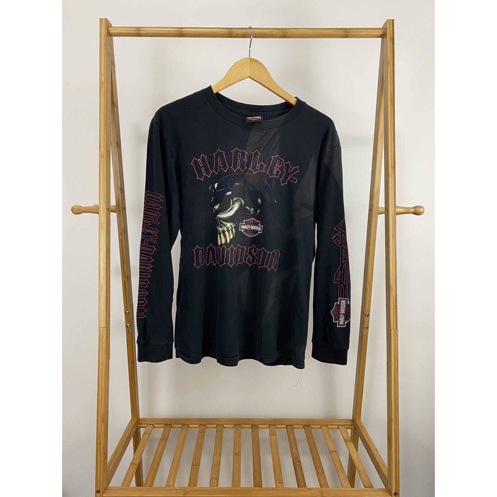 VTG Harley-Davidson Skeleton Sun Streak Faded T-Shirt M