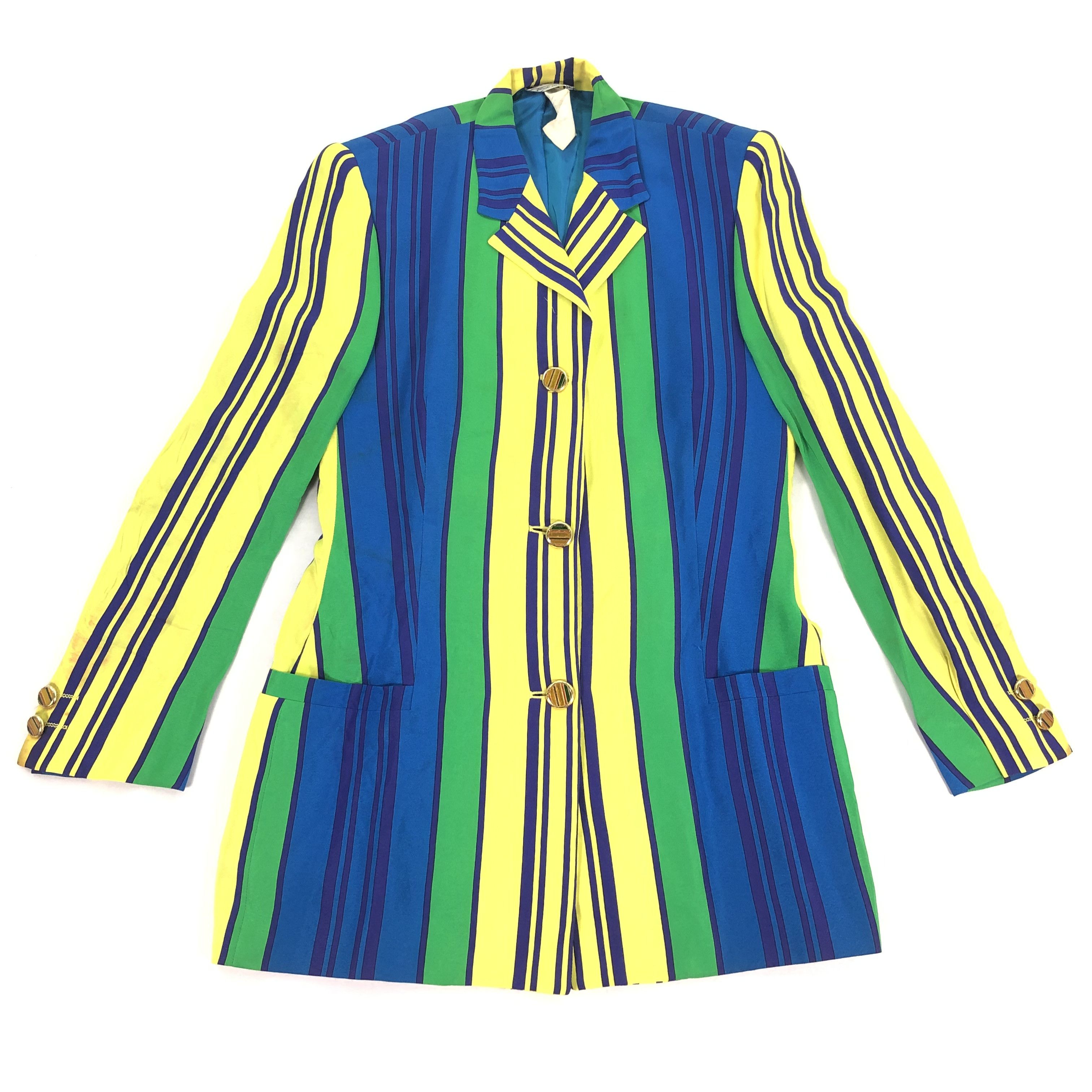 Versace INSTANTE VERSACE Multicolor Stripe Women Blazer Size S / US 4 / IT 40 - 1 Thumbnail