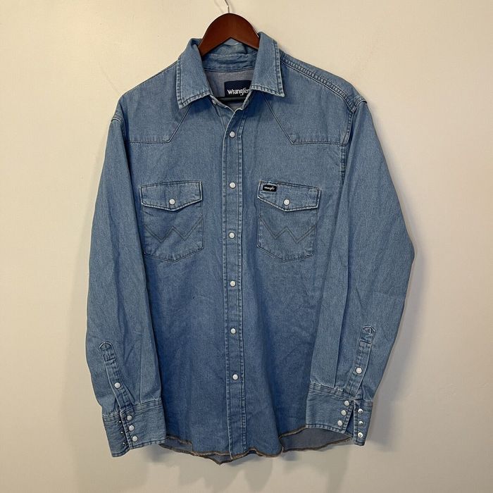 Vintage Wrangler Long Sleeve Denim Pearl Snap Shirt 2XL | Grailed