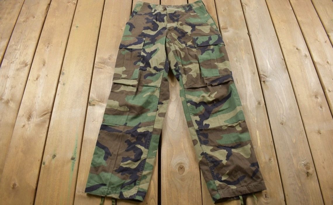 Vintage Us Military Woodland Camouflage Cargo Pocket Pants
