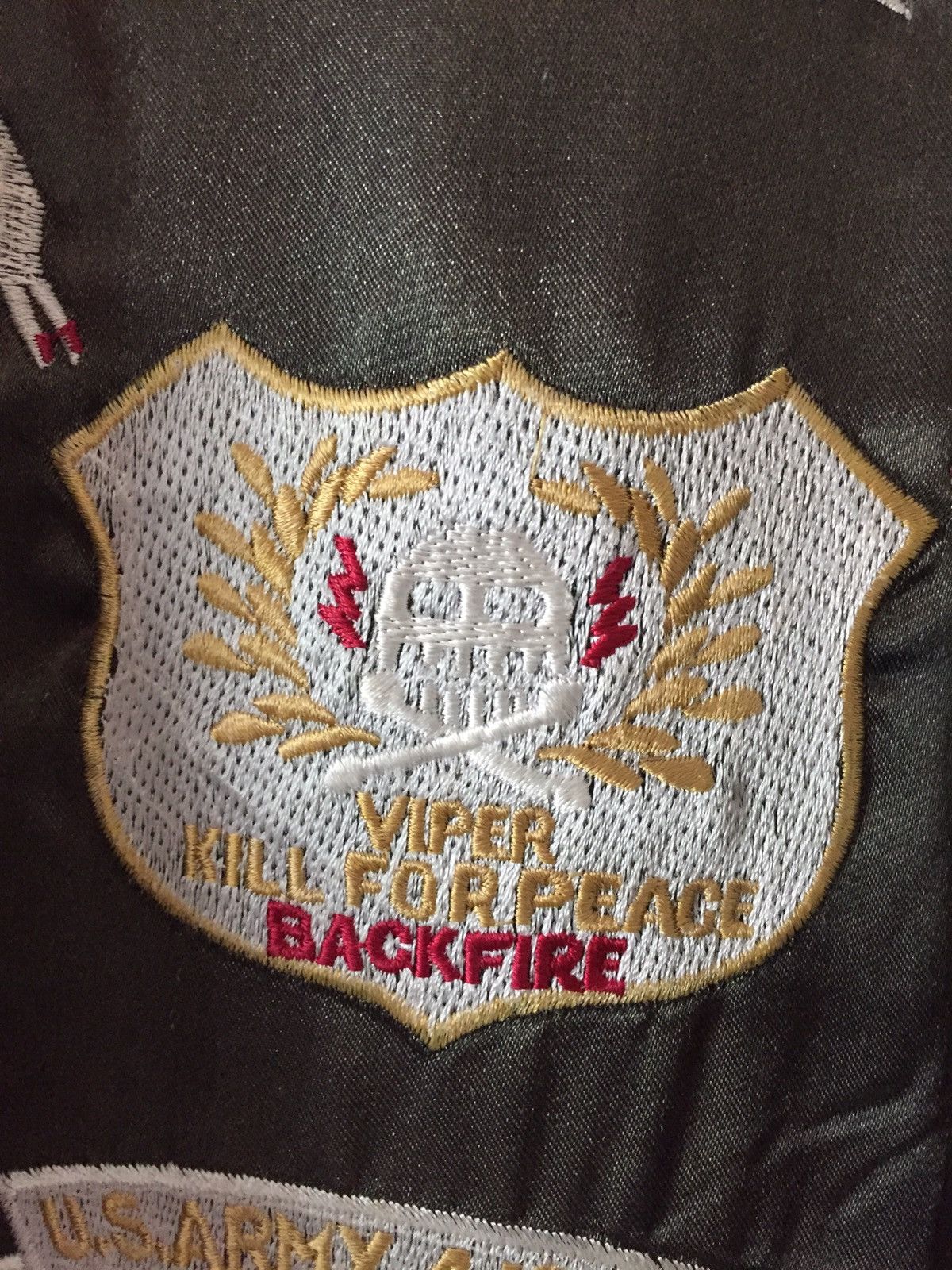 Vintage 💥Movie Kill For Peace "Back Fire"MA-1 Bomber Jacket Size US M / EU 48-50 / 2 - 9 Thumbnail