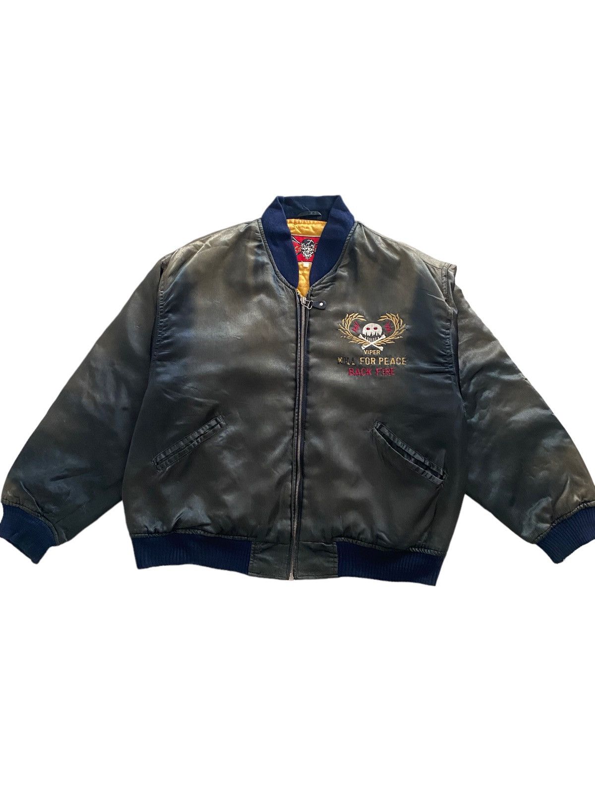 Vintage 💥Movie Kill For Peace "Back Fire"MA-1 Bomber Jacket Size US M / EU 48-50 / 2 - 19 Thumbnail