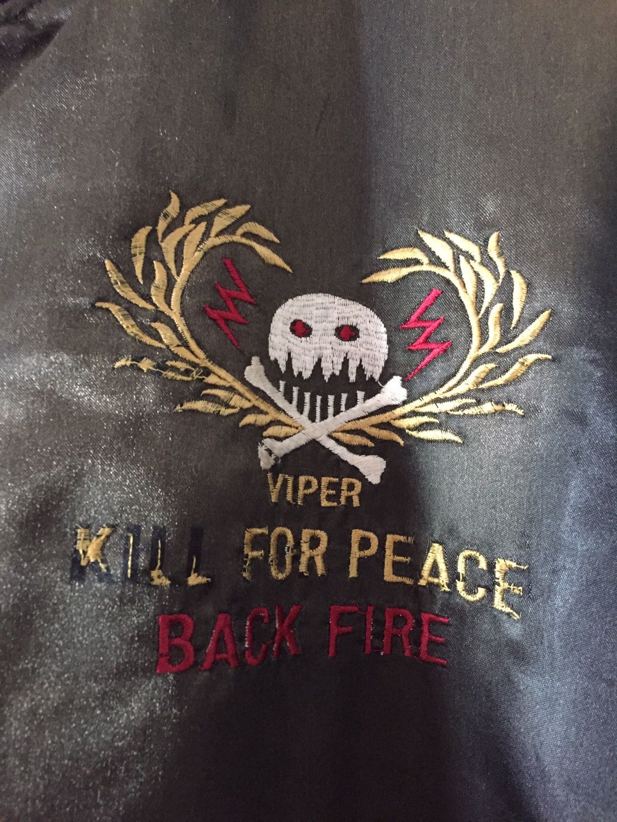 Vintage 💥Movie Kill For Peace "Back Fire"MA-1 Bomber Jacket Size US M / EU 48-50 / 2 - 5 Thumbnail