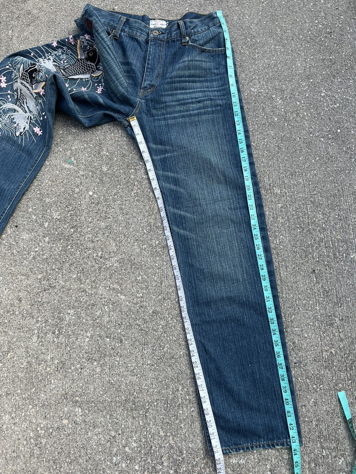 Dragonfly Karakuri Japan Koi Embroidery Denim Jeans Size US 32 / EU 48 - 4 Thumbnail