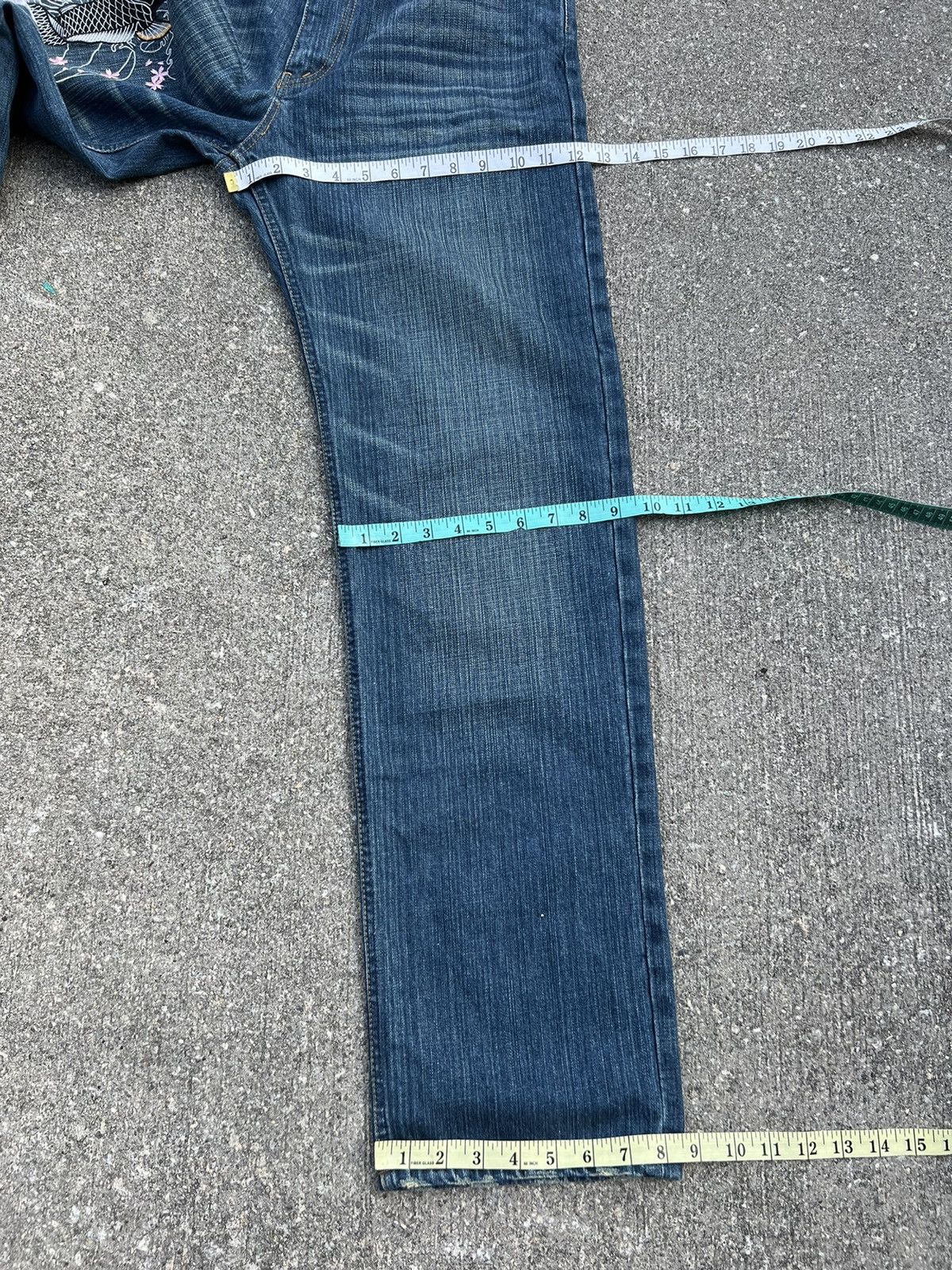 Dragonfly Karakuri Japan Koi Embroidery Denim Jeans Size US 32 / EU 48 - 3 Thumbnail