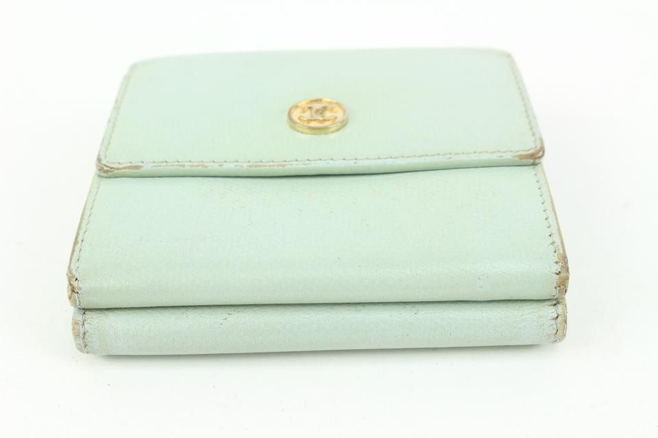 Chanel Seafoam Green Calfskin Button Line Compact Trifold