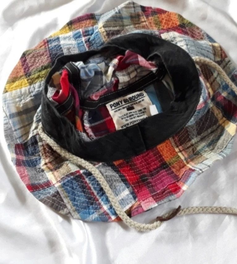 Japanese Brand 💥Pony go Round Checkered Japanese Patchwork hat Size 40 - 3 Thumbnail