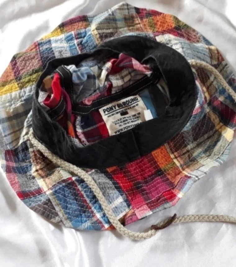 Japanese Brand 💥Pony go Round Checkered Japanese Patchwork hat Size 40 - 8 Thumbnail