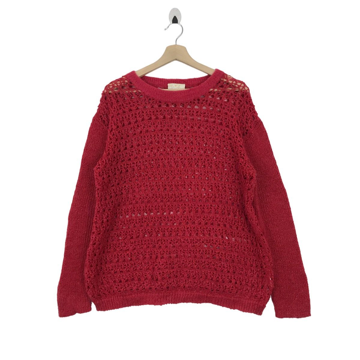 agnes b. Vintage 90s AGNES B Knitwear Sweatshirt Red Colour Pullover Size US L / EU 52-54 / 3 - 1 Thumbnail