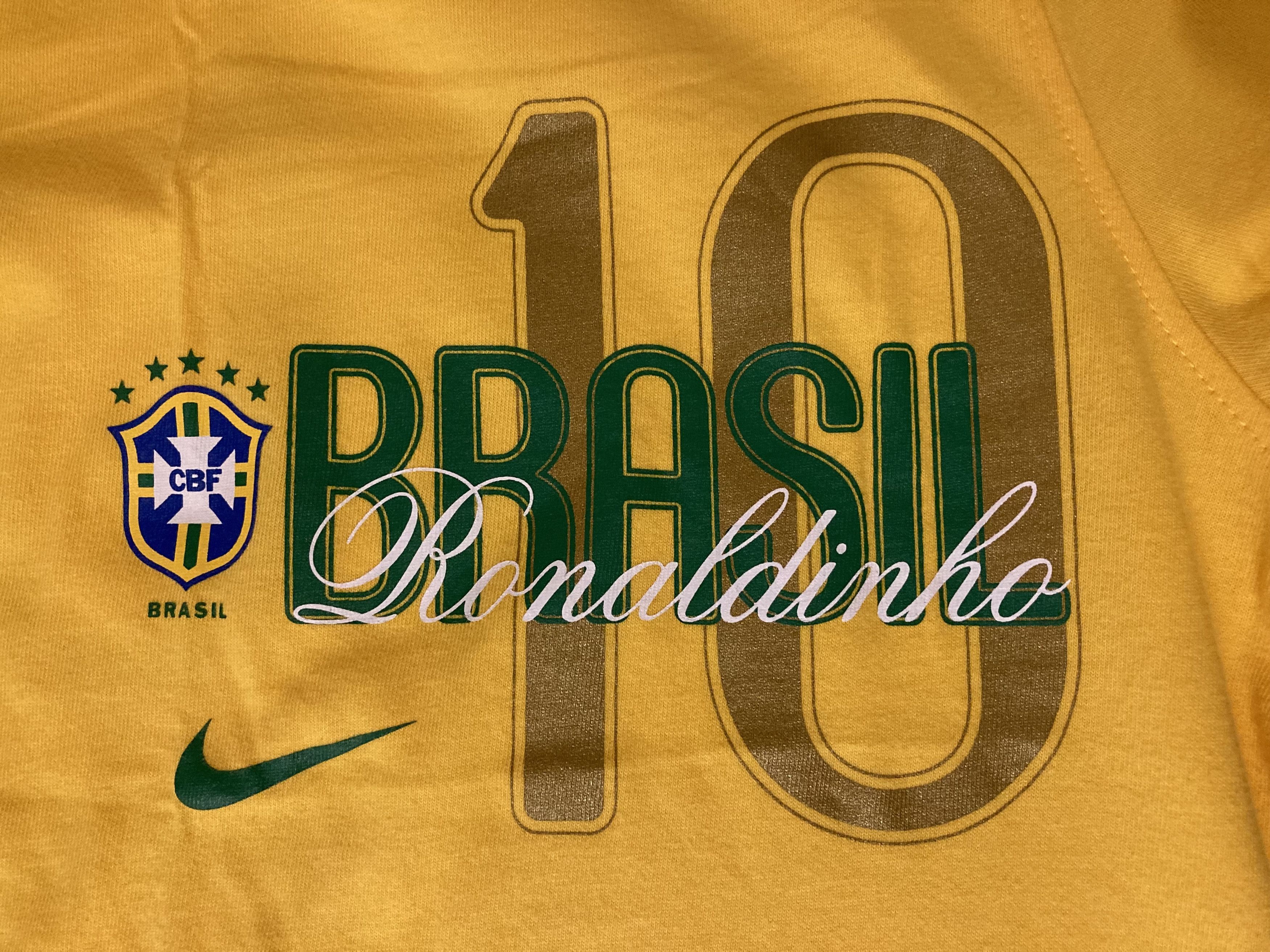 Nike × Vintage NIKE CENTRE SWOOSH RONALDINHO BRAZIL #10 STREETWEAR TEES Size US XS / EU 42 / 0 - 4 Thumbnail