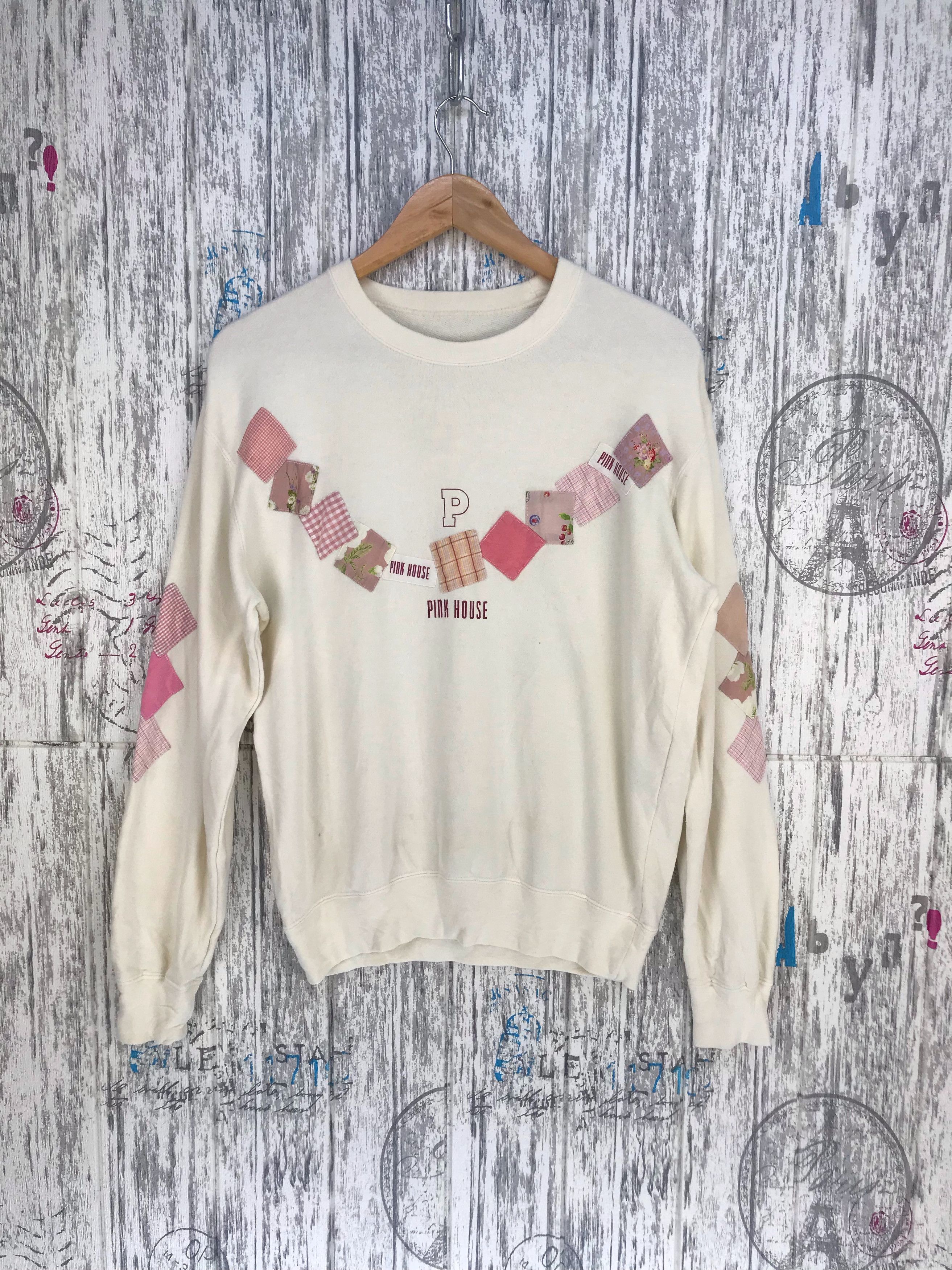 Karl Helmut Vintage 90s PINK HOUSE Patches Pullover Sweatshirt Size US M / EU 48-50 / 2 - 1 Thumbnail