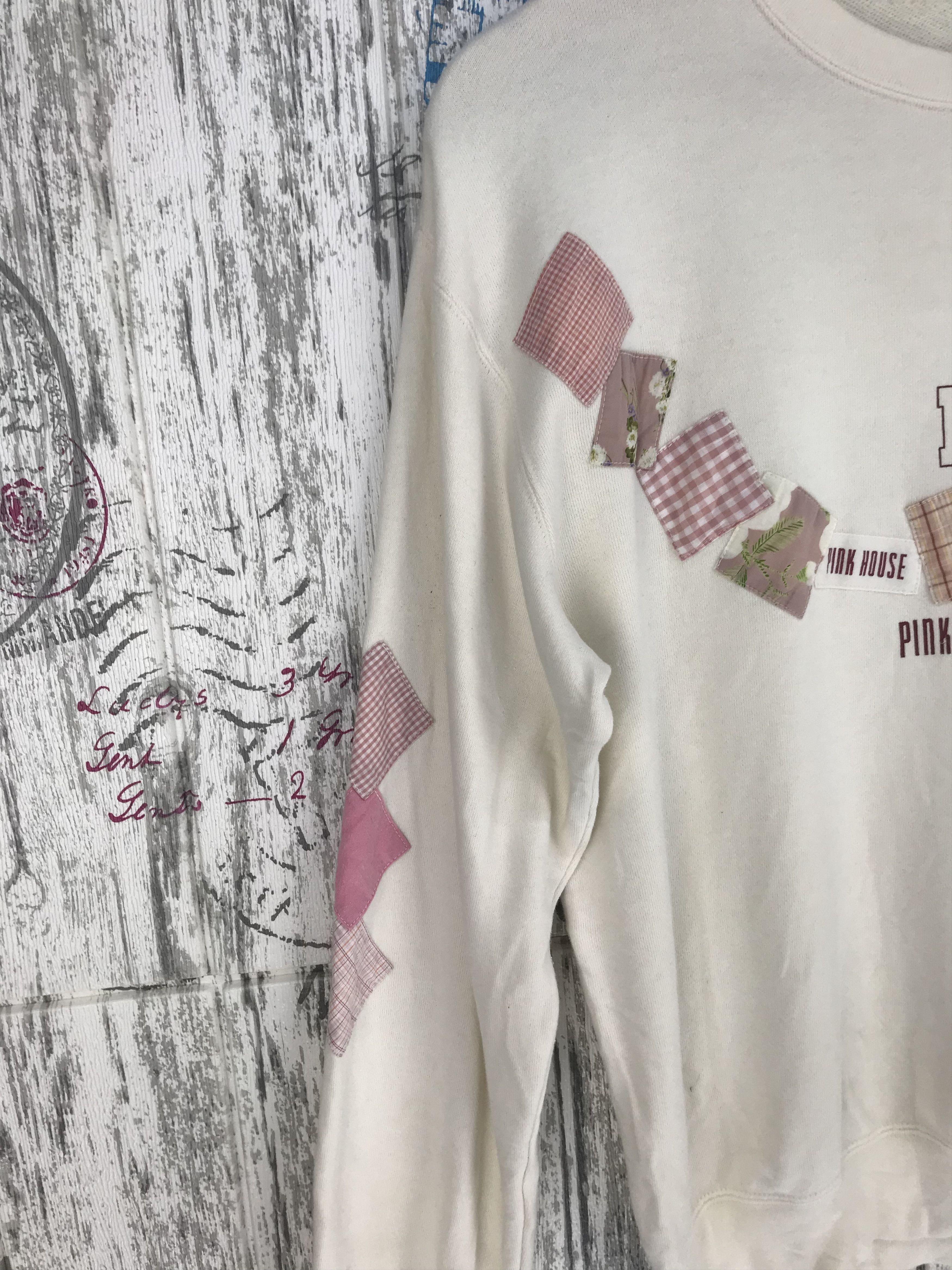 Karl Helmut Vintage 90s PINK HOUSE Patches Pullover Sweatshirt Size US M / EU 48-50 / 2 - 2 Thumbnail