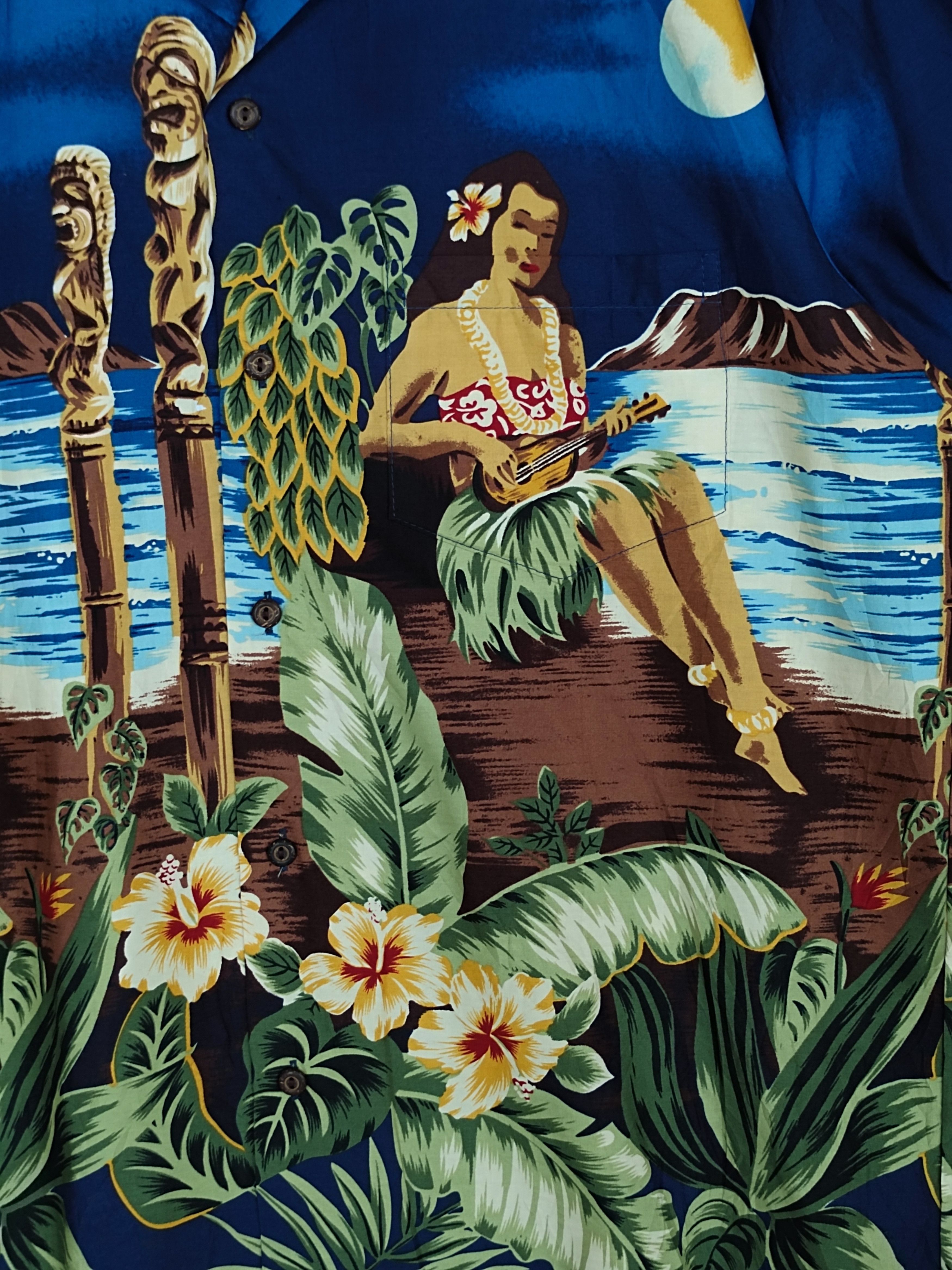 Vintage Vtg 80s Hawaiian Hula Girls Scenic View Hawaiian Size US L / EU 52-54 / 3 - 5 Thumbnail