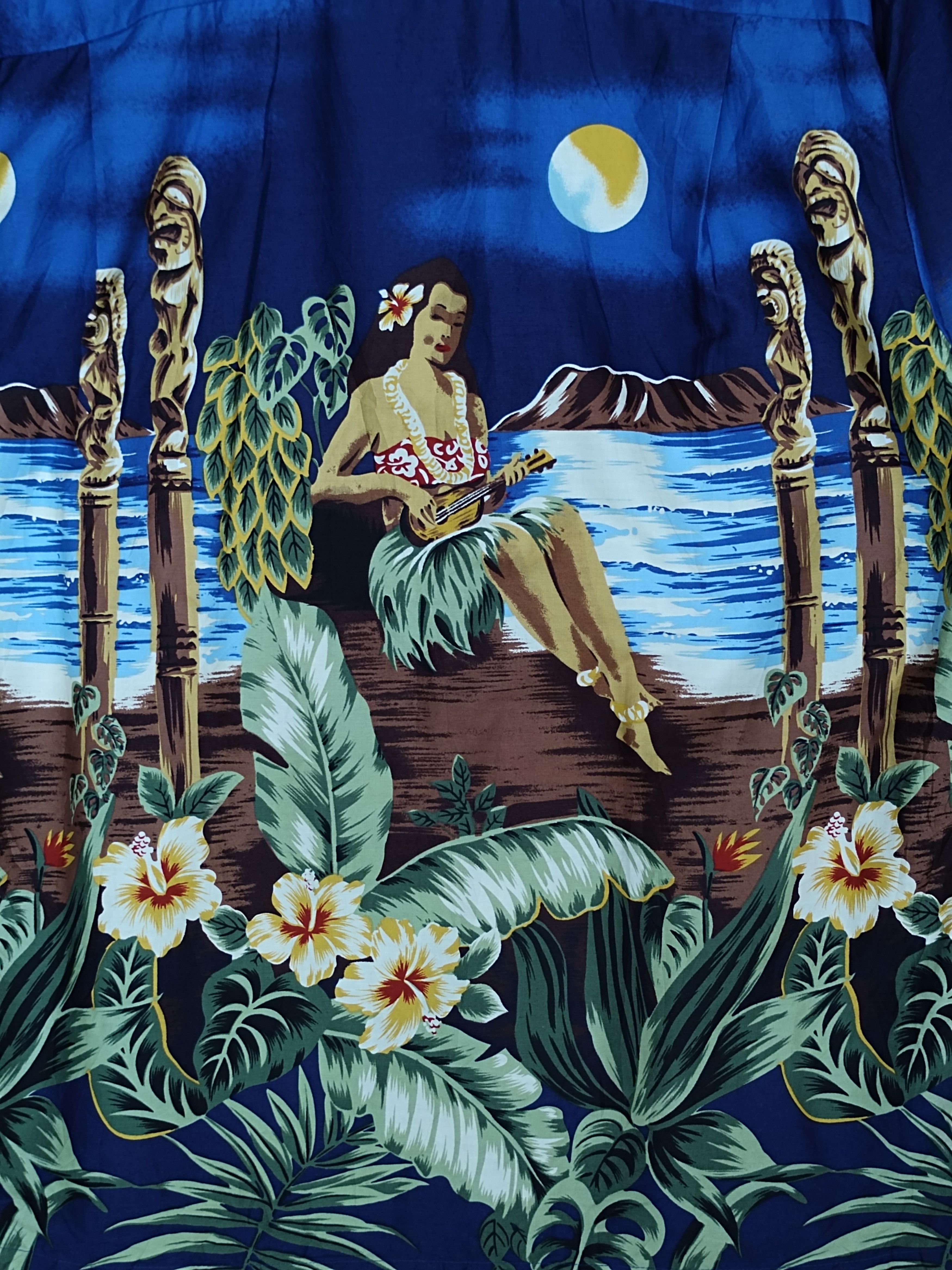 Vintage Vtg 80s Hawaiian Hula Girls Scenic View Hawaiian Size US L / EU 52-54 / 3 - 12 Thumbnail