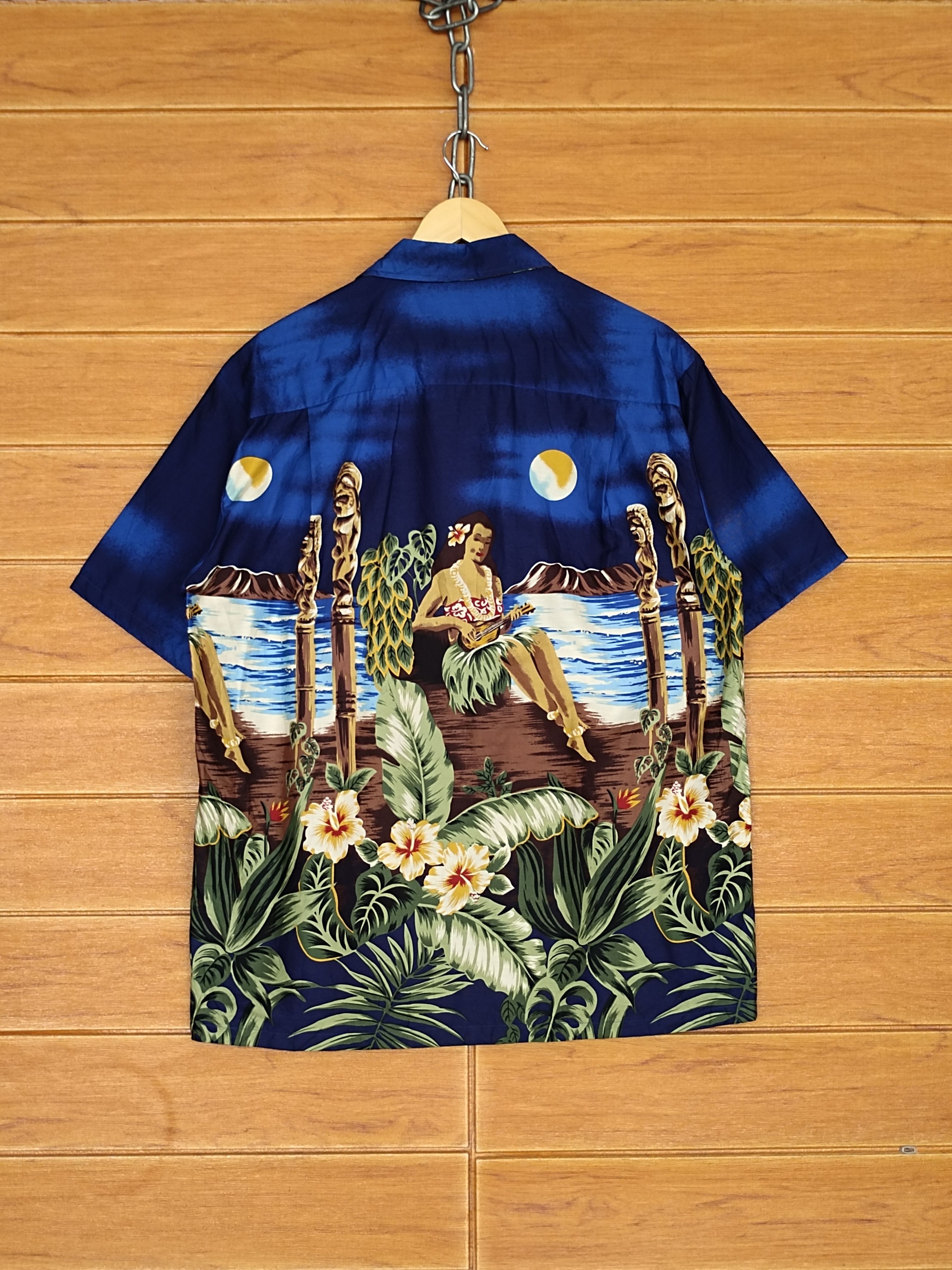 Vintage Vtg 80s Hawaiian Hula Girls Scenic View Hawaiian Size US L / EU 52-54 / 3 - 3 Thumbnail