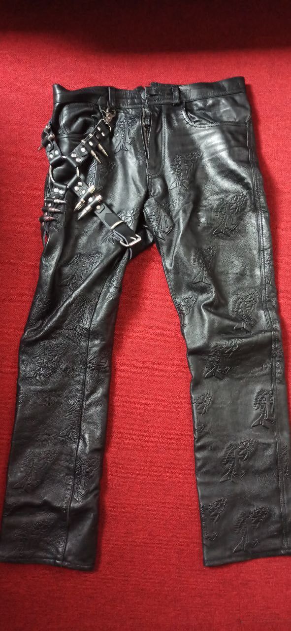 Designer FISHSCALE Leather amo embossed pants Size US 31 - 3 Thumbnail