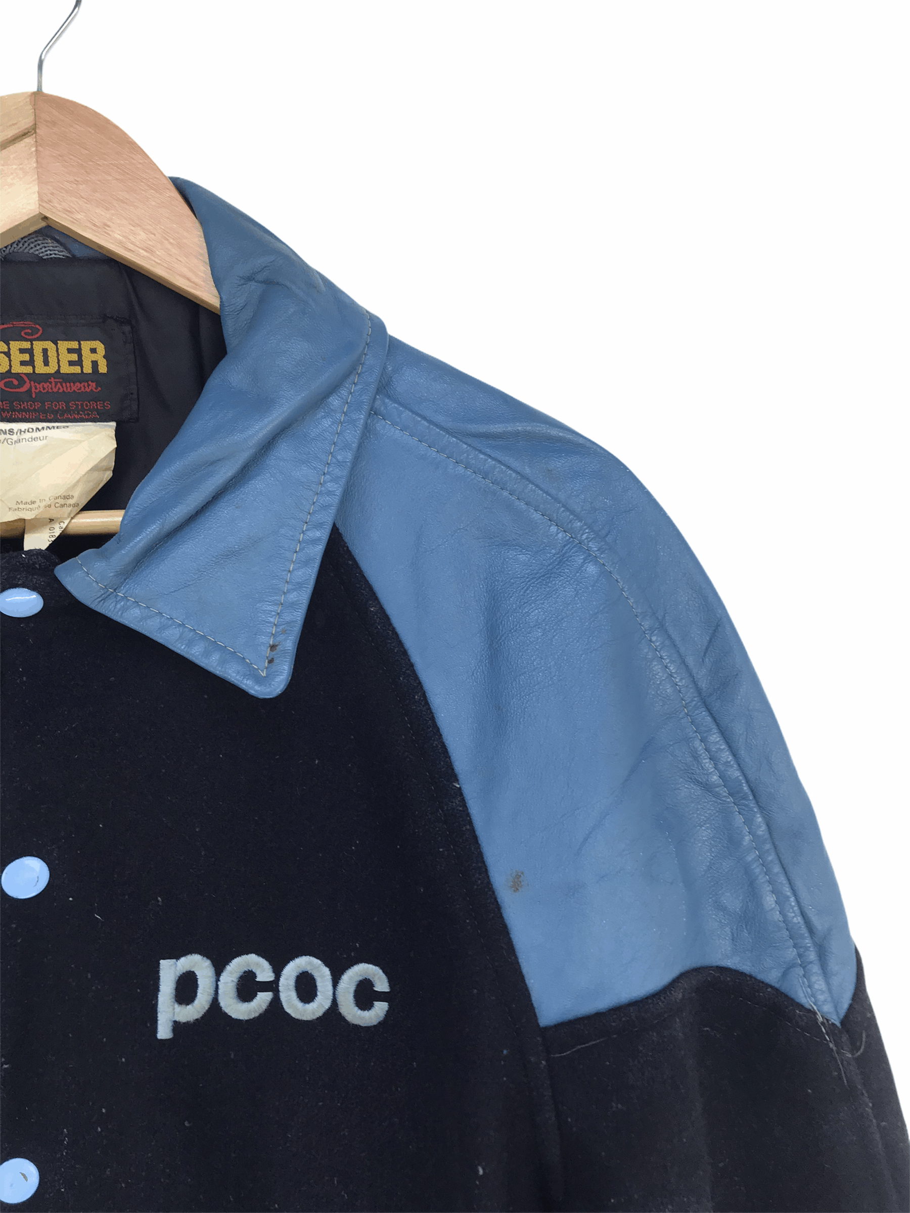 Vintage Vintage PCOC SEDER SPORTWEAR Varsity Jacket Leather/Wool Size US L / EU 52-54 / 3 - 3 Thumbnail
