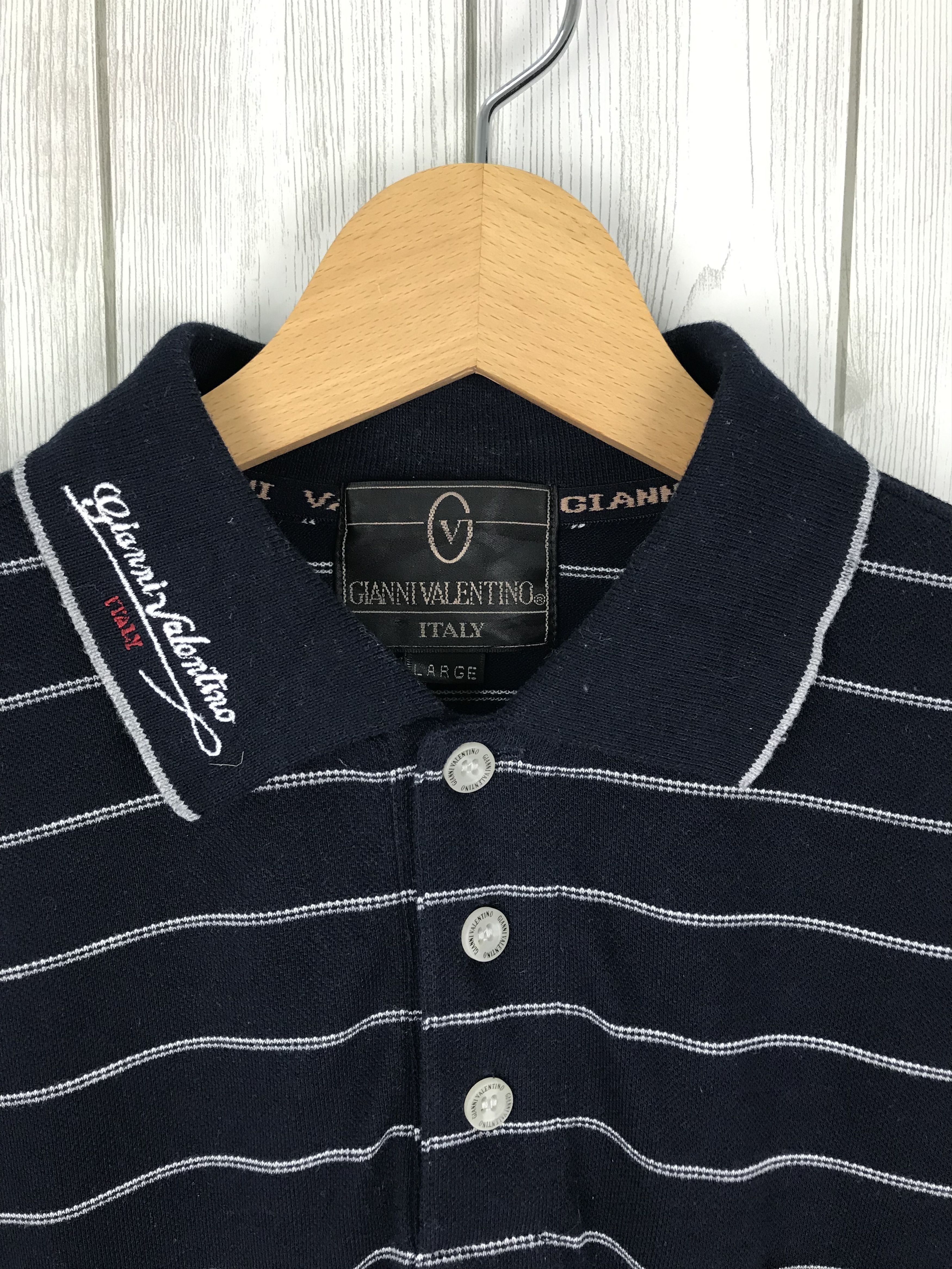 Valentino × Vintage GIANNI VALENTINO Striped Longsleeve Polo Shirt Size US L / EU 52-54 / 3 - 5 Thumbnail