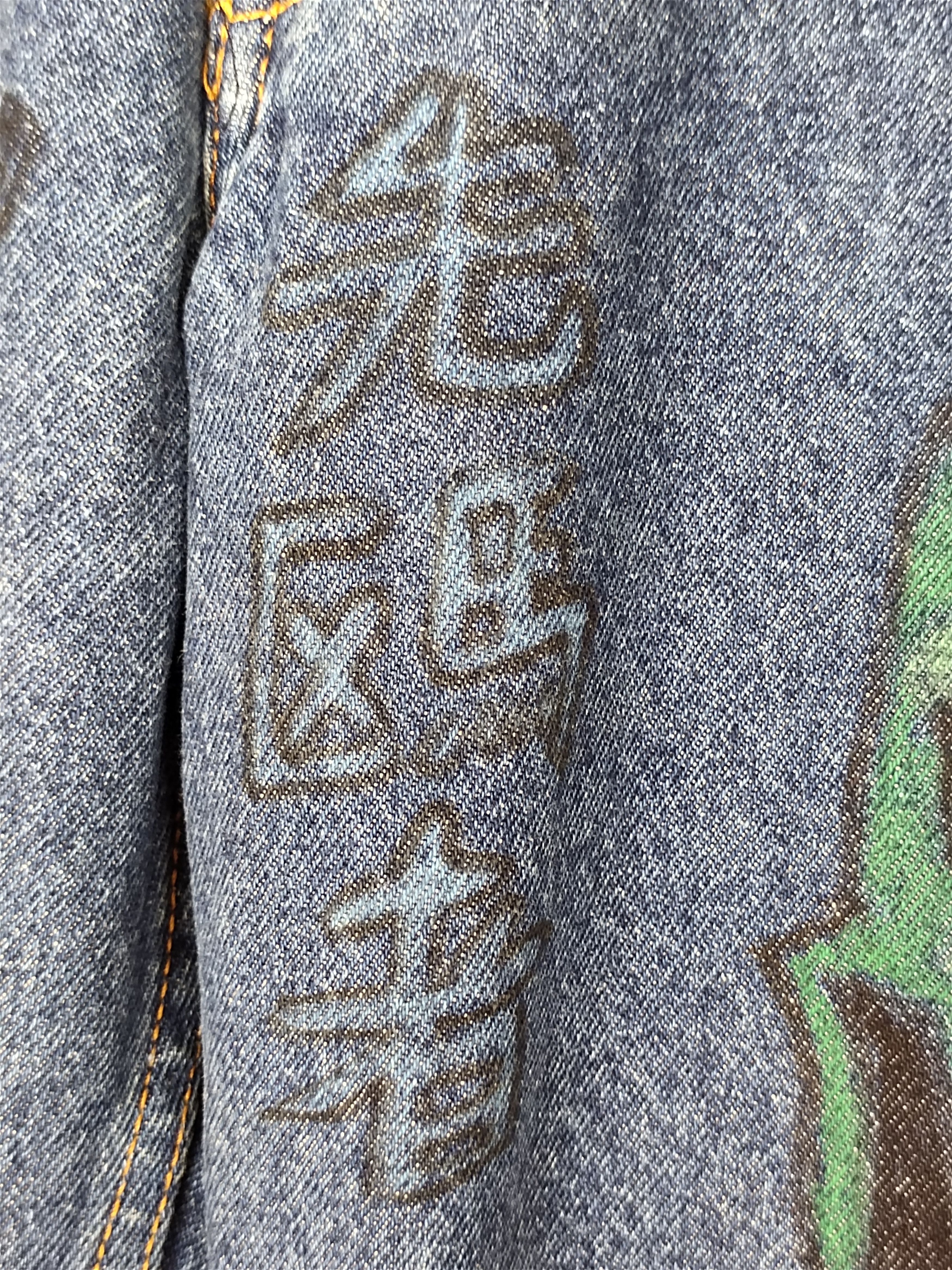 Levi's Vintage LEVIS Hand Sketch Art Denim Jeans Rip Kobe Size US 28 / EU 44 - 6 Thumbnail