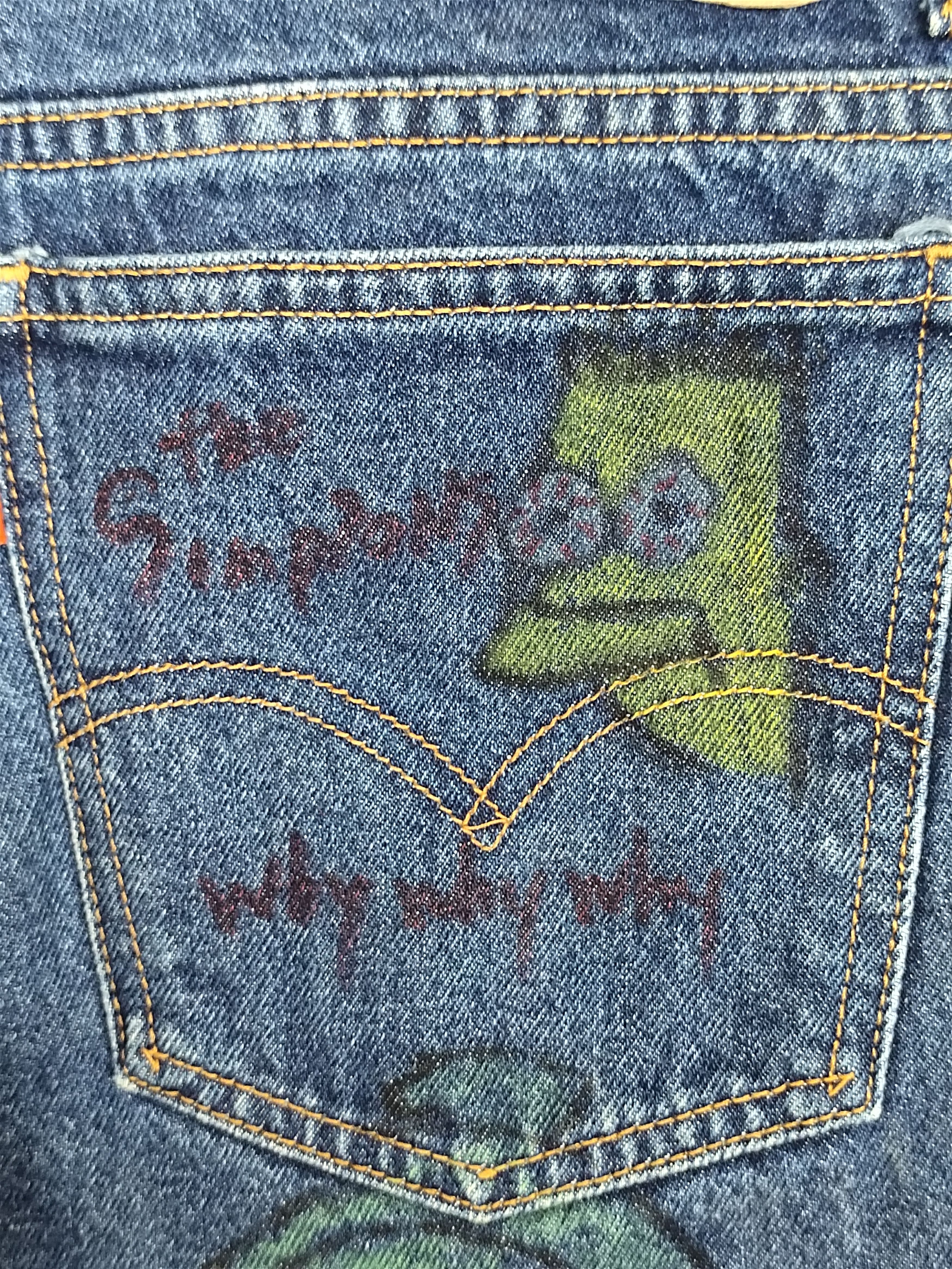 Levi's Vintage LEVIS Hand Sketch Art Denim Jeans Rip Kobe Size US 28 / EU 44 - 22 Thumbnail