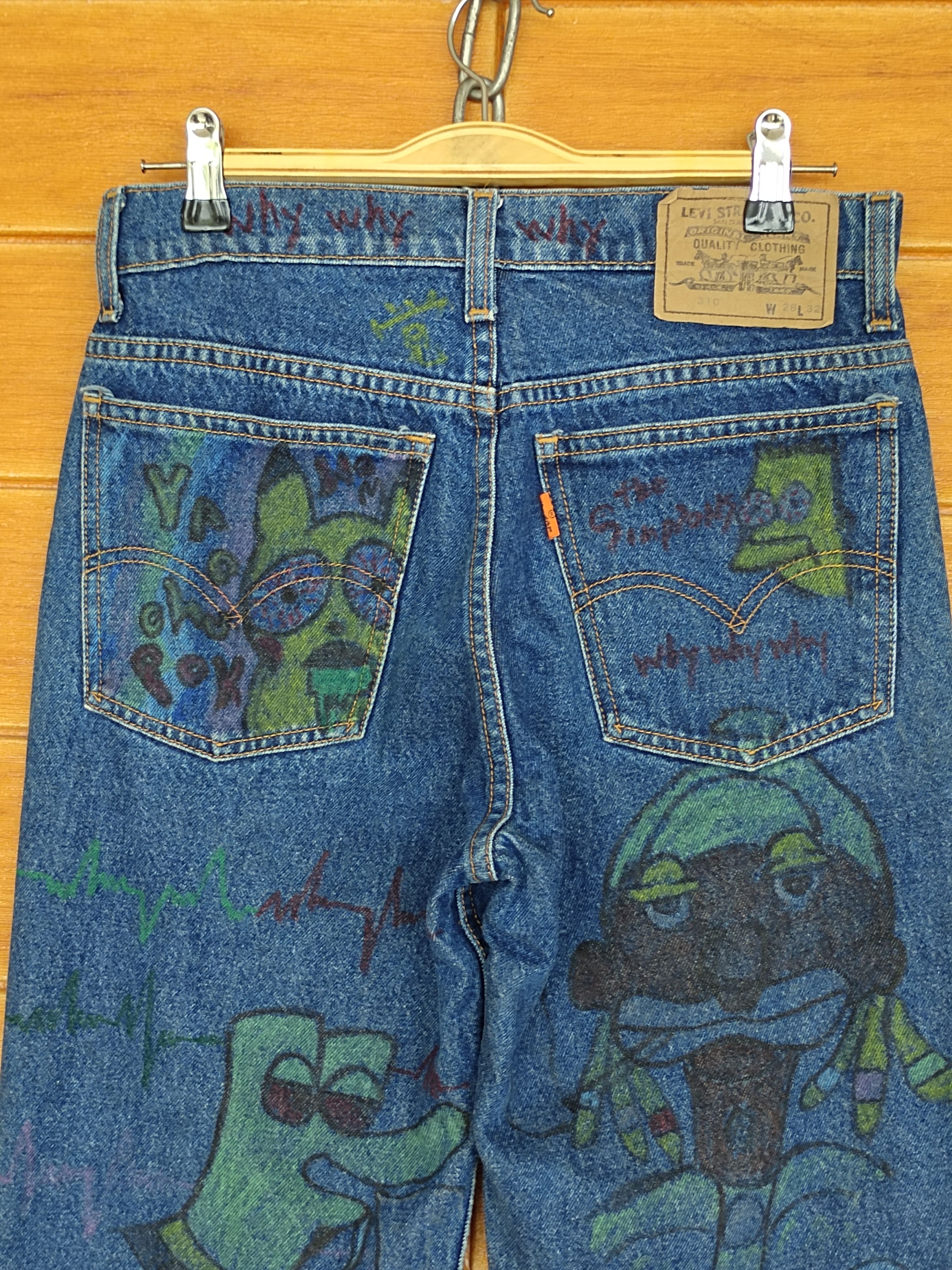 Levi's Vintage LEVIS Hand Sketch Art Denim Jeans Rip Kobe Size US 28 / EU 44 - 18 Thumbnail