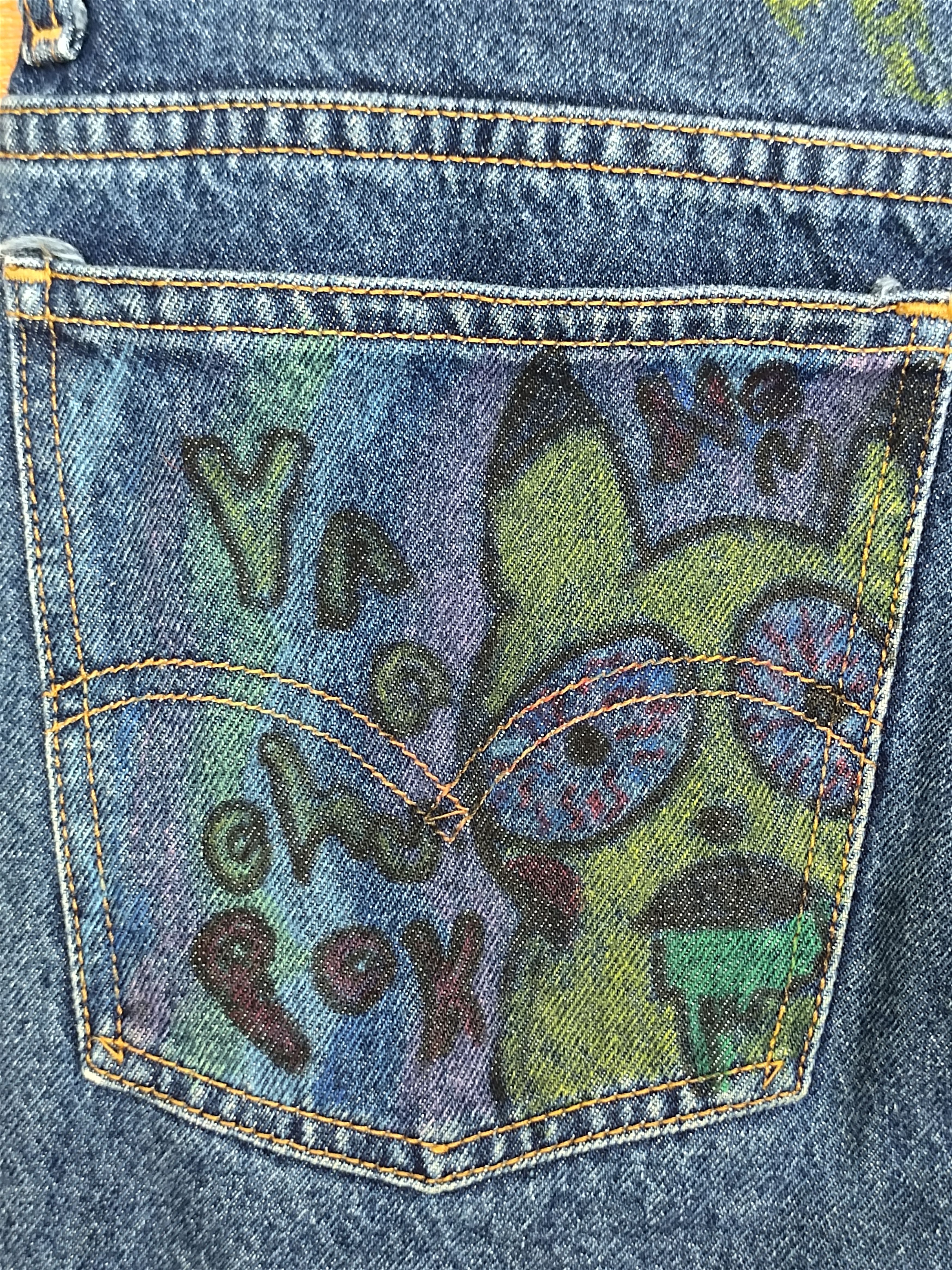 Levi's Vintage LEVIS Hand Sketch Art Denim Jeans Rip Kobe Size US 28 / EU 44 - 23 Thumbnail
